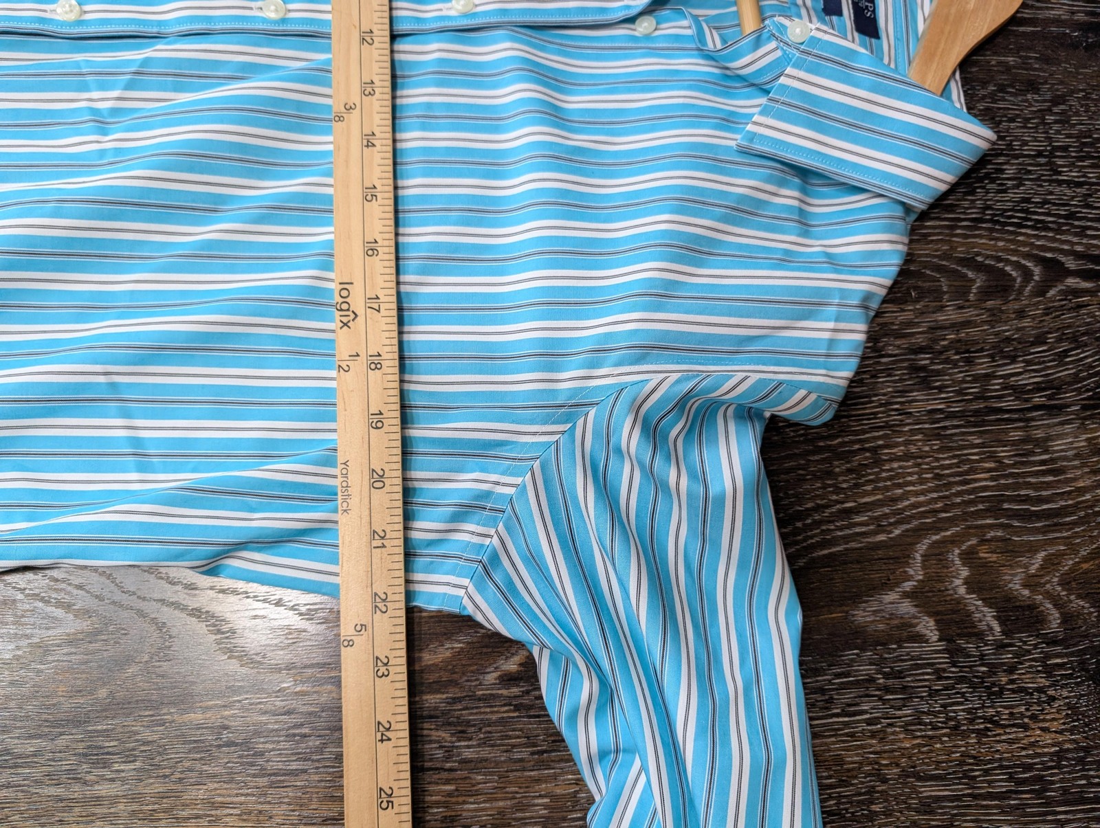 Chaps Button-Up Womens P/XL Blue Striped Collared Long Sleeve Cotton Easy Care