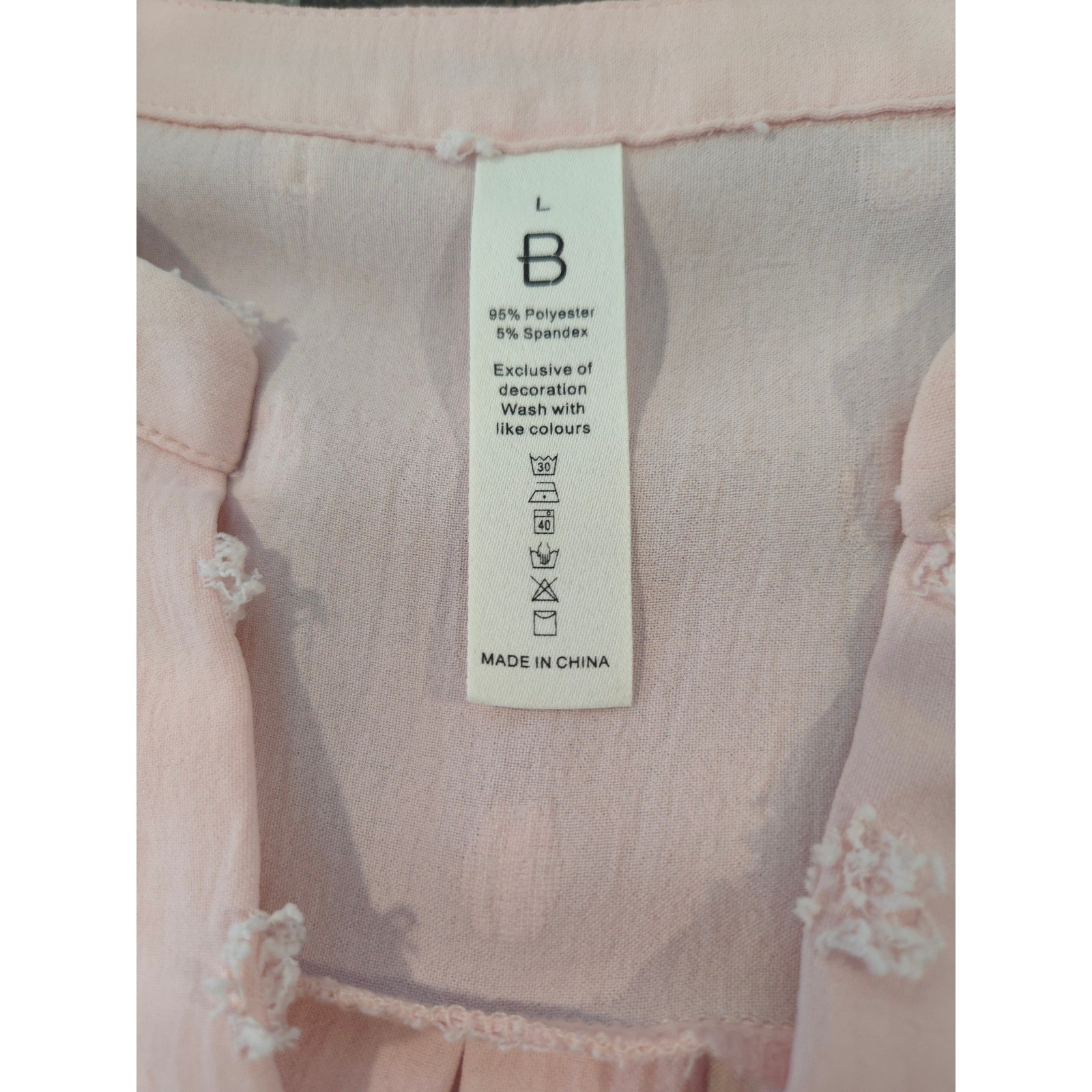 Blooming Jelly Pink Swiss Dot V-Neck Chiffon Flutter Sleeve Top Size L Pom Pom