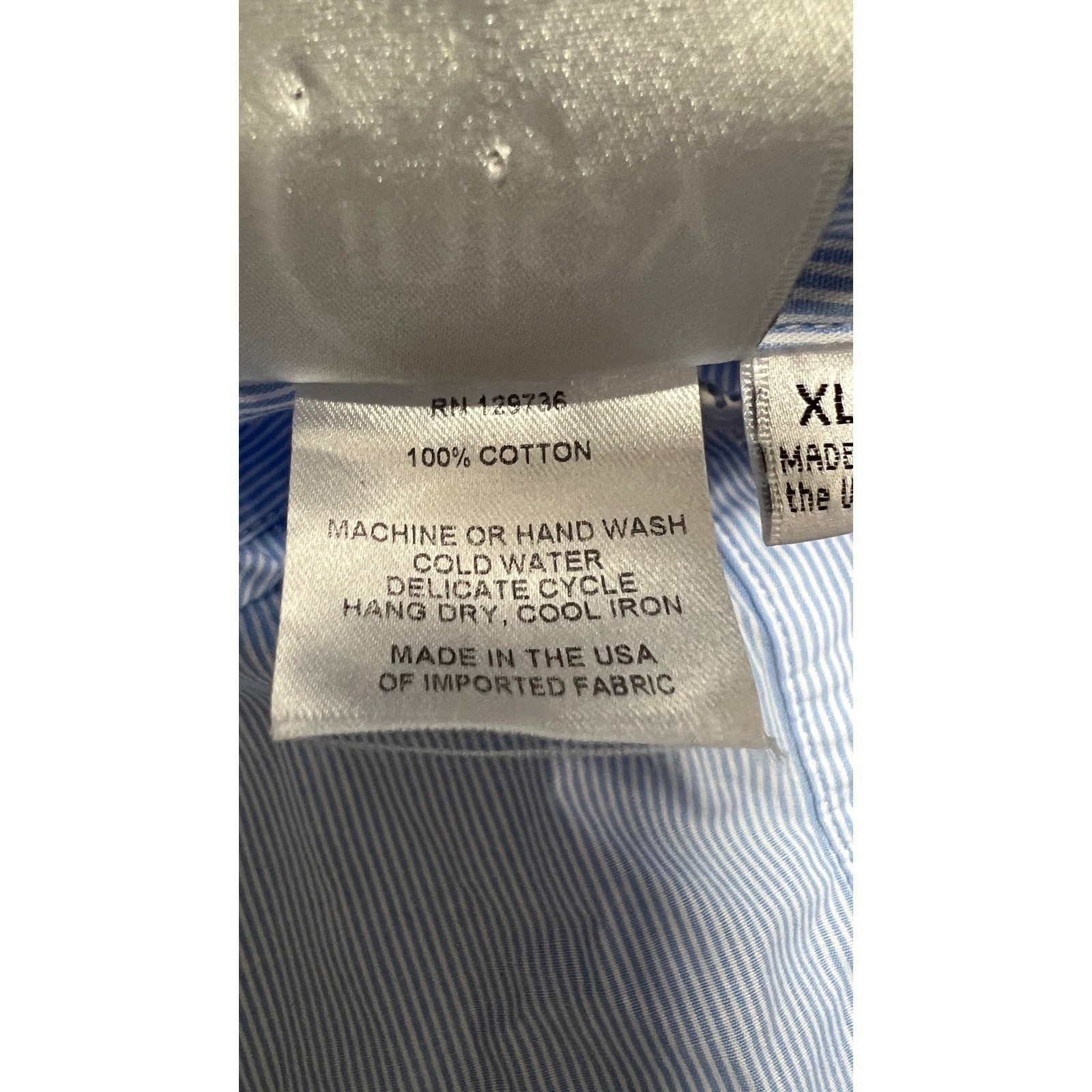Finley Striped Button Up Shirt Dress Layered Tunic XL Blue Made in USA
