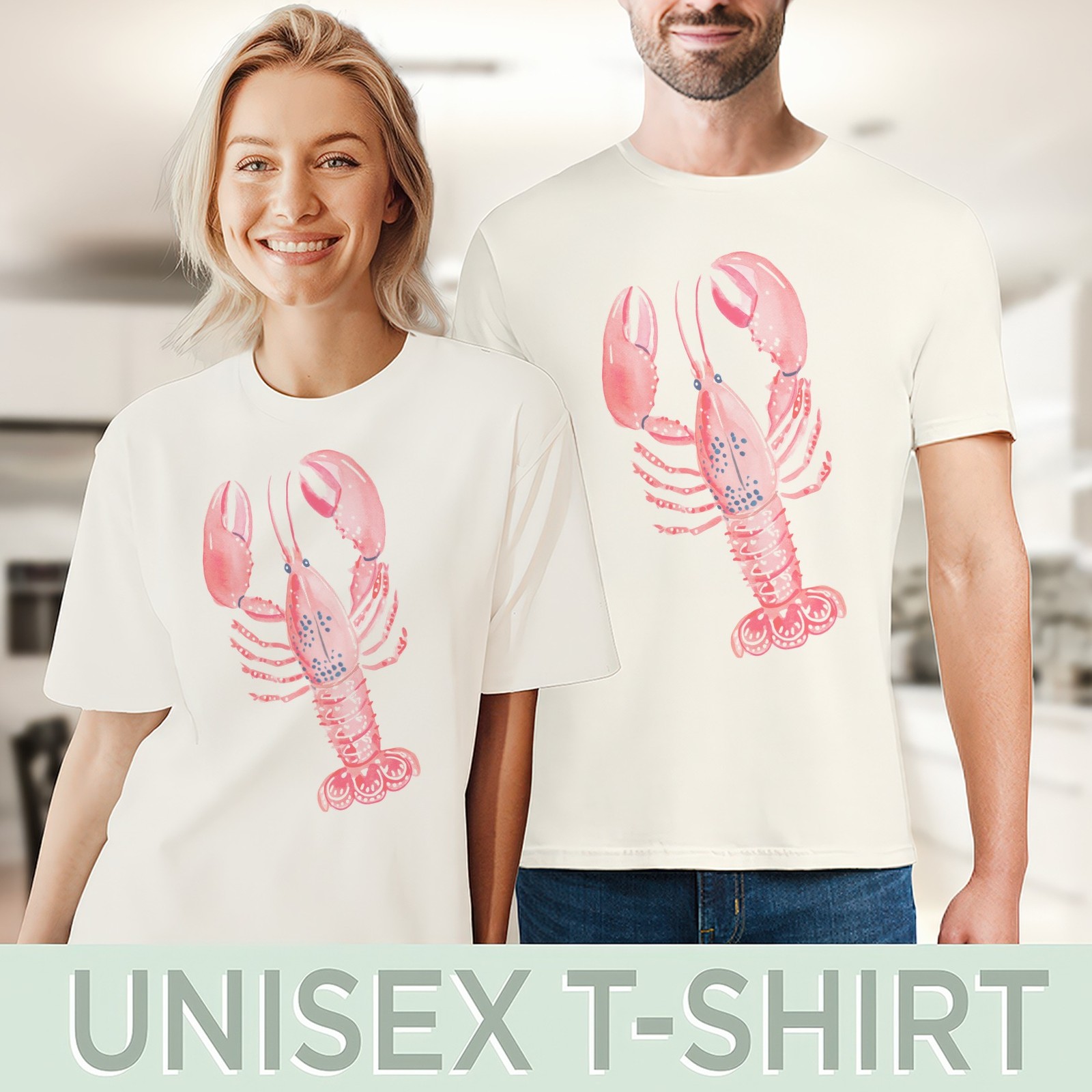 Watercolor Crustacean Graphic Tee Vibrant Sea Creature Art Design