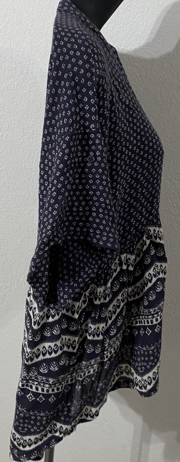 En Crème Womens Medium Blouse V-Neck Hi-Low Tunic Short Sleeve