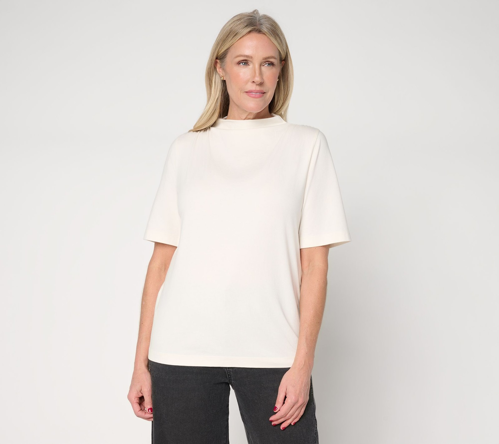 Peace Love World Shirred Shoulder Funnel Neck Tee Pristine XS New