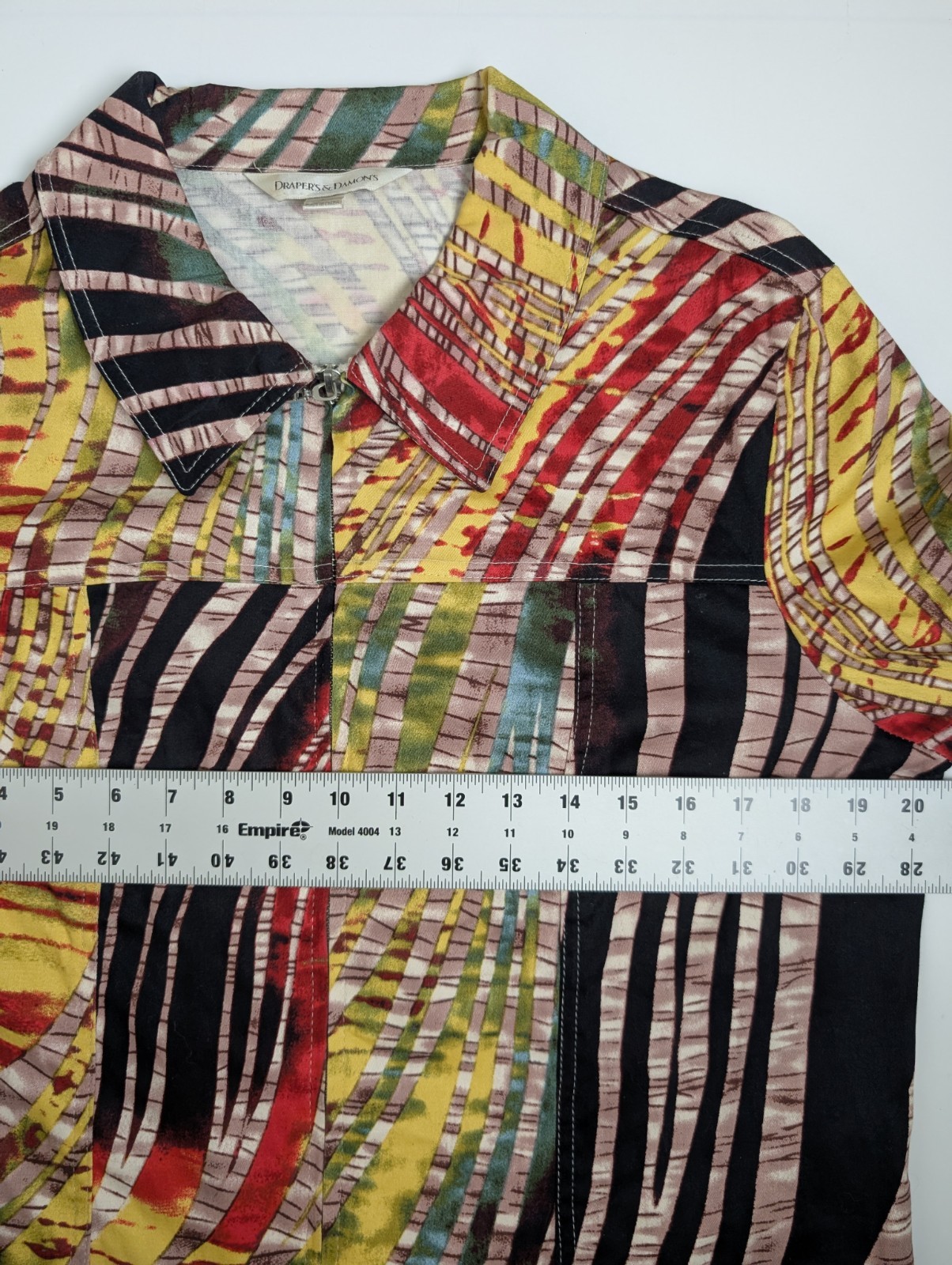 Draper’s & Damon’s Zip Front Abstract Print Shirt Top Women’s Size L