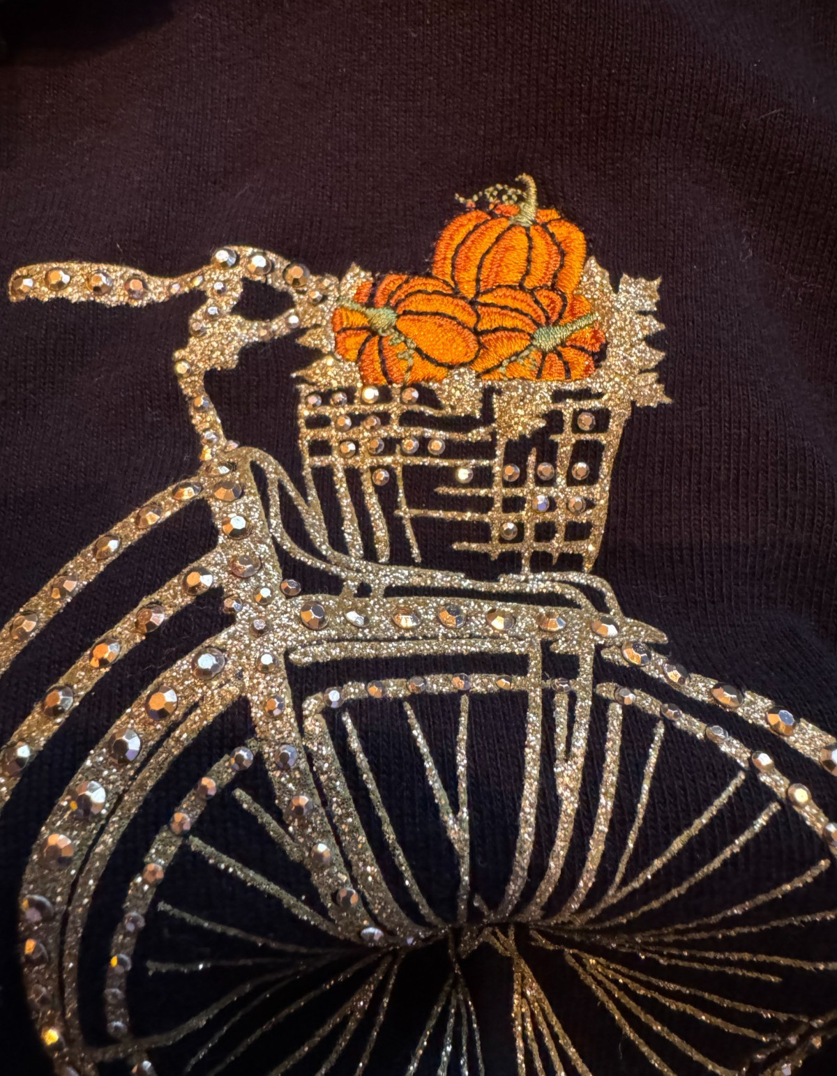 Karen Scott W’s 3X Gold Bicycle Pumpkin Shirt Halloween Thanksgiving Fall Whimsy
