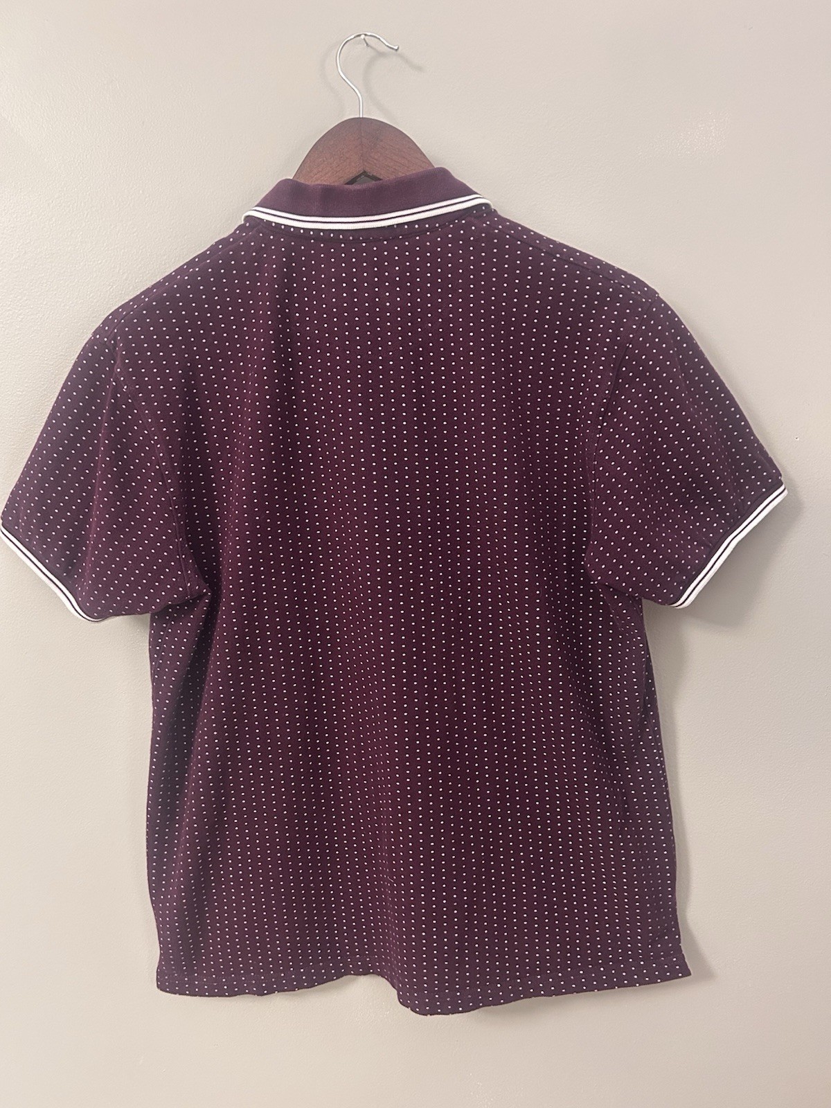 DENIM & FLOWER RICKY SINGH Slim Polo Burgundy White Poka Dot M Golf