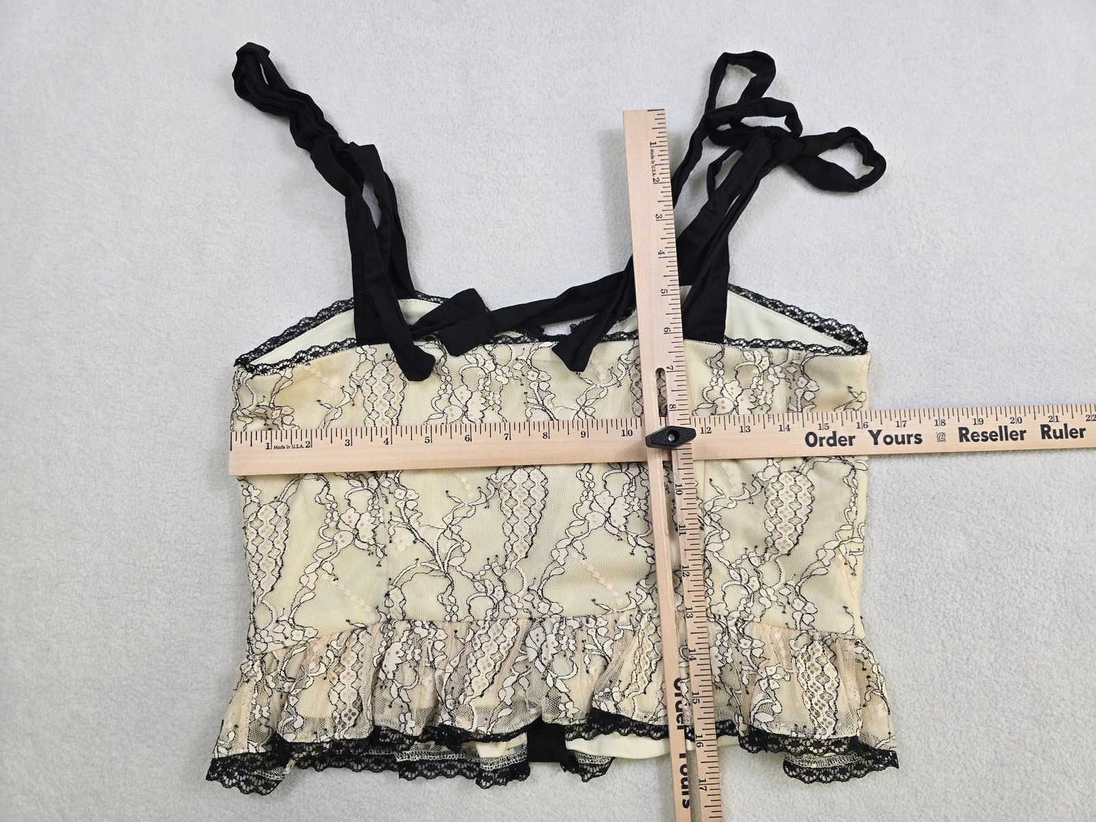 Lulus Lace Tie-Strap Crop Top Fitted Large Whimsigoth NEW