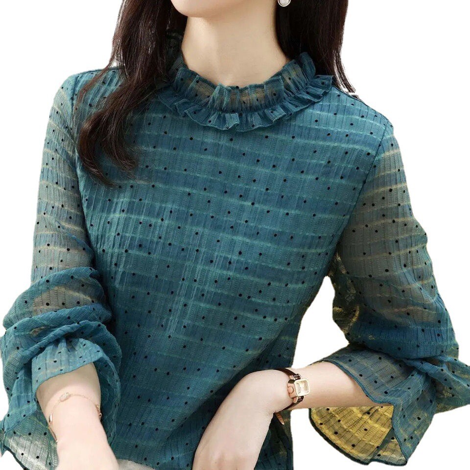 Women Bottoming Shirt Loose Chiffon Shirt Fashio Shirt Bouse Tops