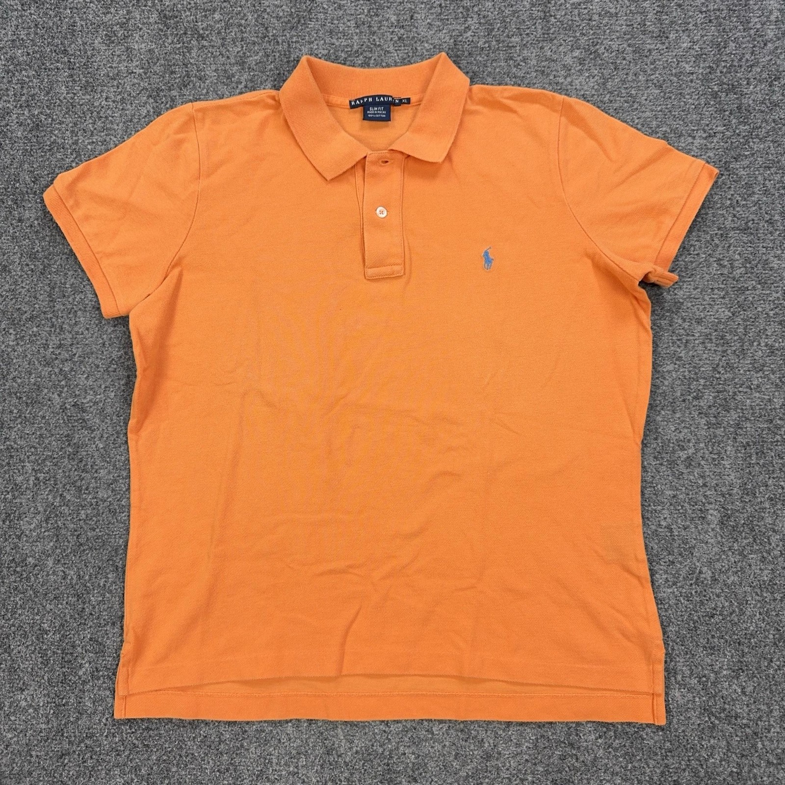 Ralph Lauren Polo Shirt Womens XL Orange 100% Cotton Slim Fit Short Sleeve