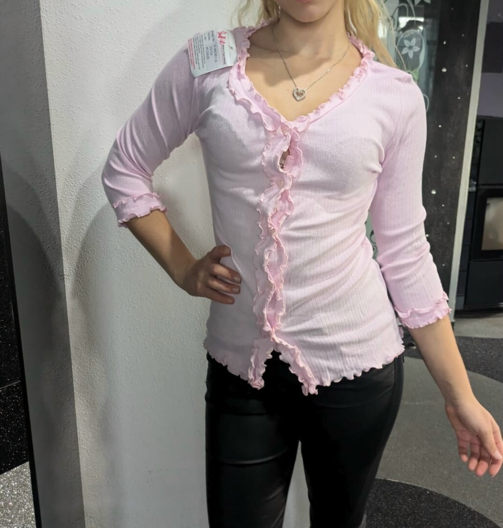 Sexy Miss Women’s Shirt Vest Cardigan Ruffles 32/34 36/38 40/42 44/46 48/50 Pink
