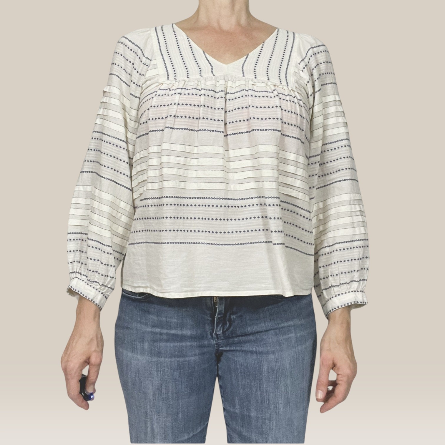 Velvet Graham Spencer Piper Paros Embroidered Peasant Blouse Tunic Cotton Small