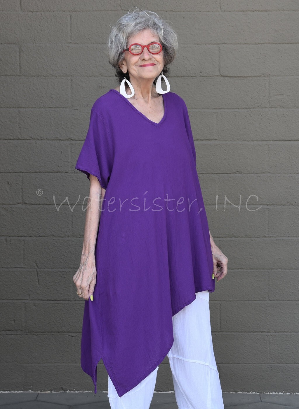 WATERSISTER Cotton Gauze ALOHA Tunic Angle Hem 1(S/M) 2(L/XL) 3(1X) Oh my COLORS