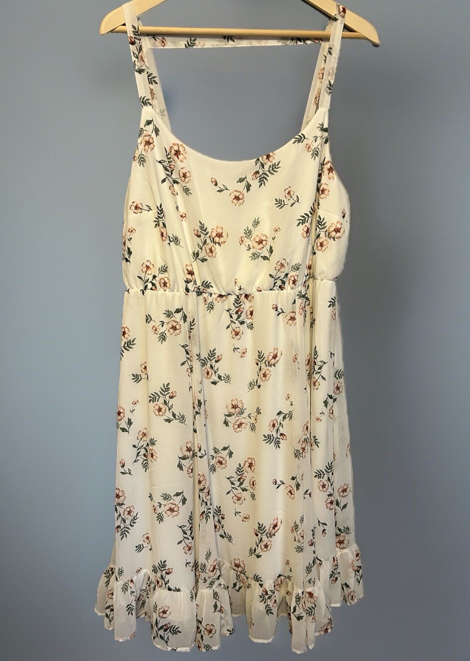 NWT Torrid Lined Chiffon Ivory Floral Strappy Tank Dress Sz 2 (18/20) Org $58.90