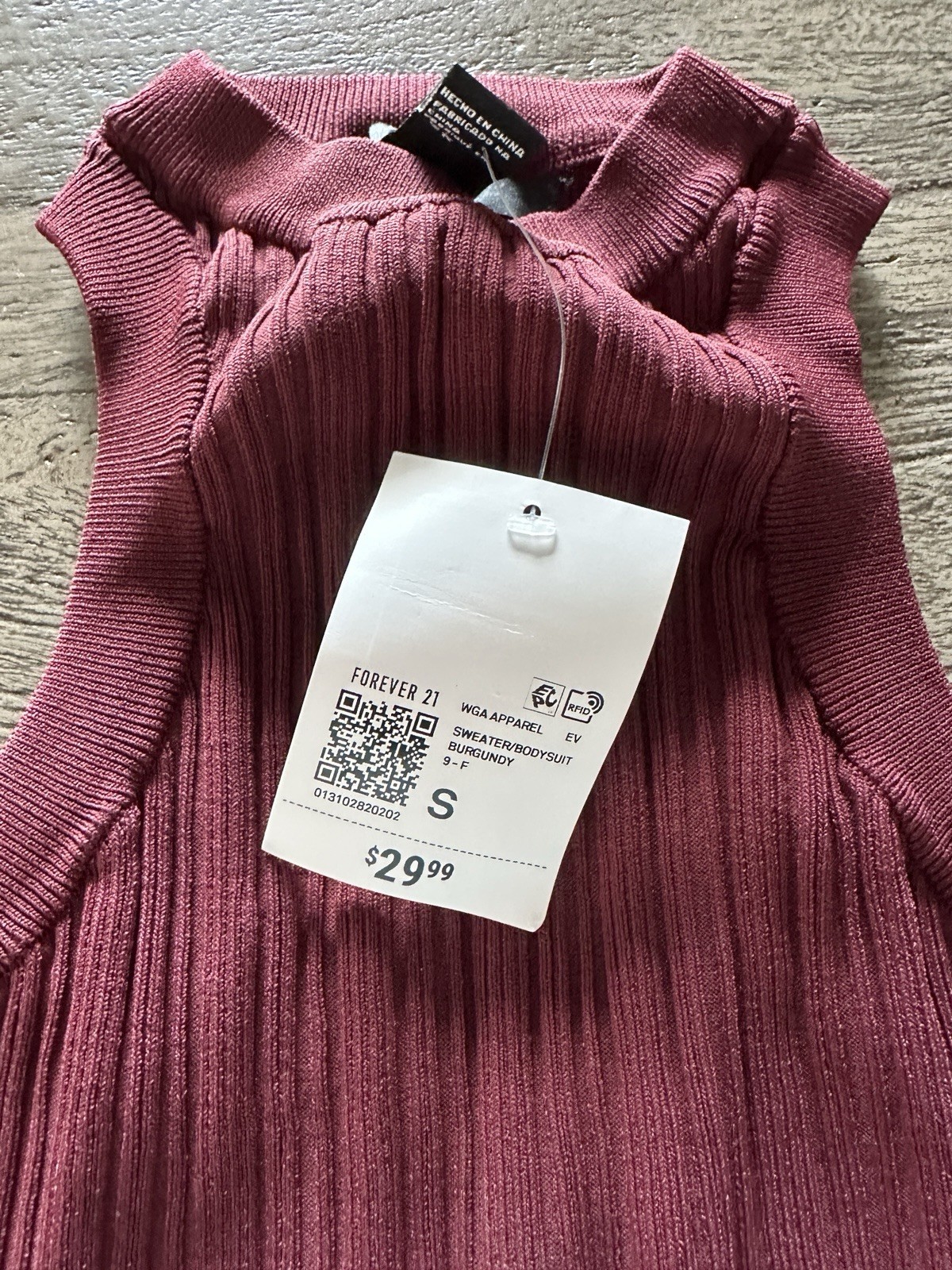 NWT Forever 21 MockNeck Ribbed Sleeveless Sweater Bodysuit Burgundy Small $29.99