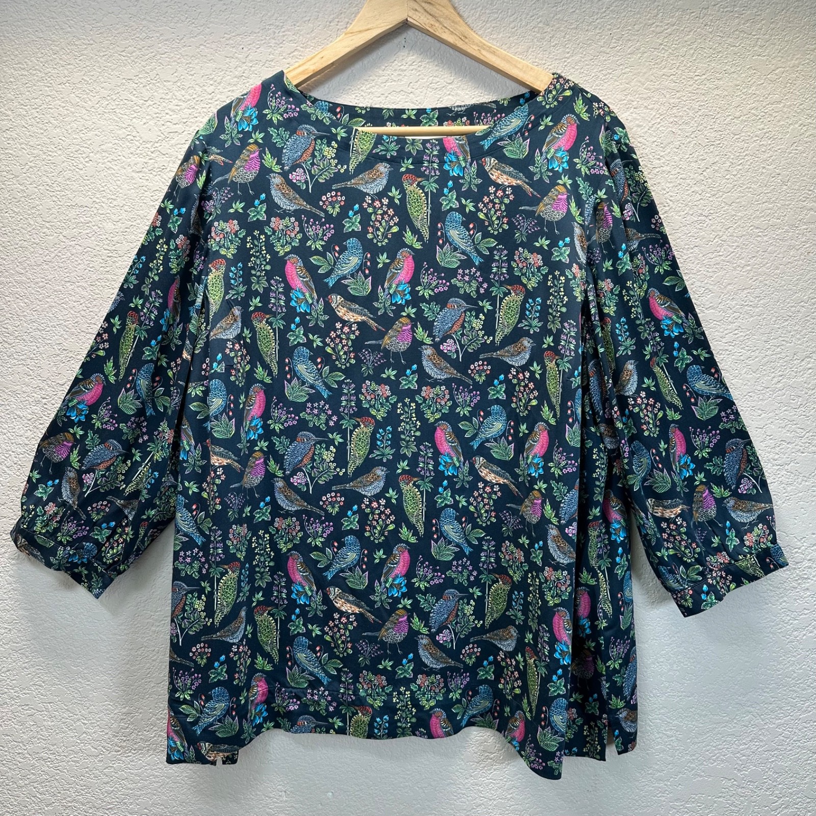 J. Jill Size-XL Women Tunic Top Bird Botanical Print Lenzing Viscose