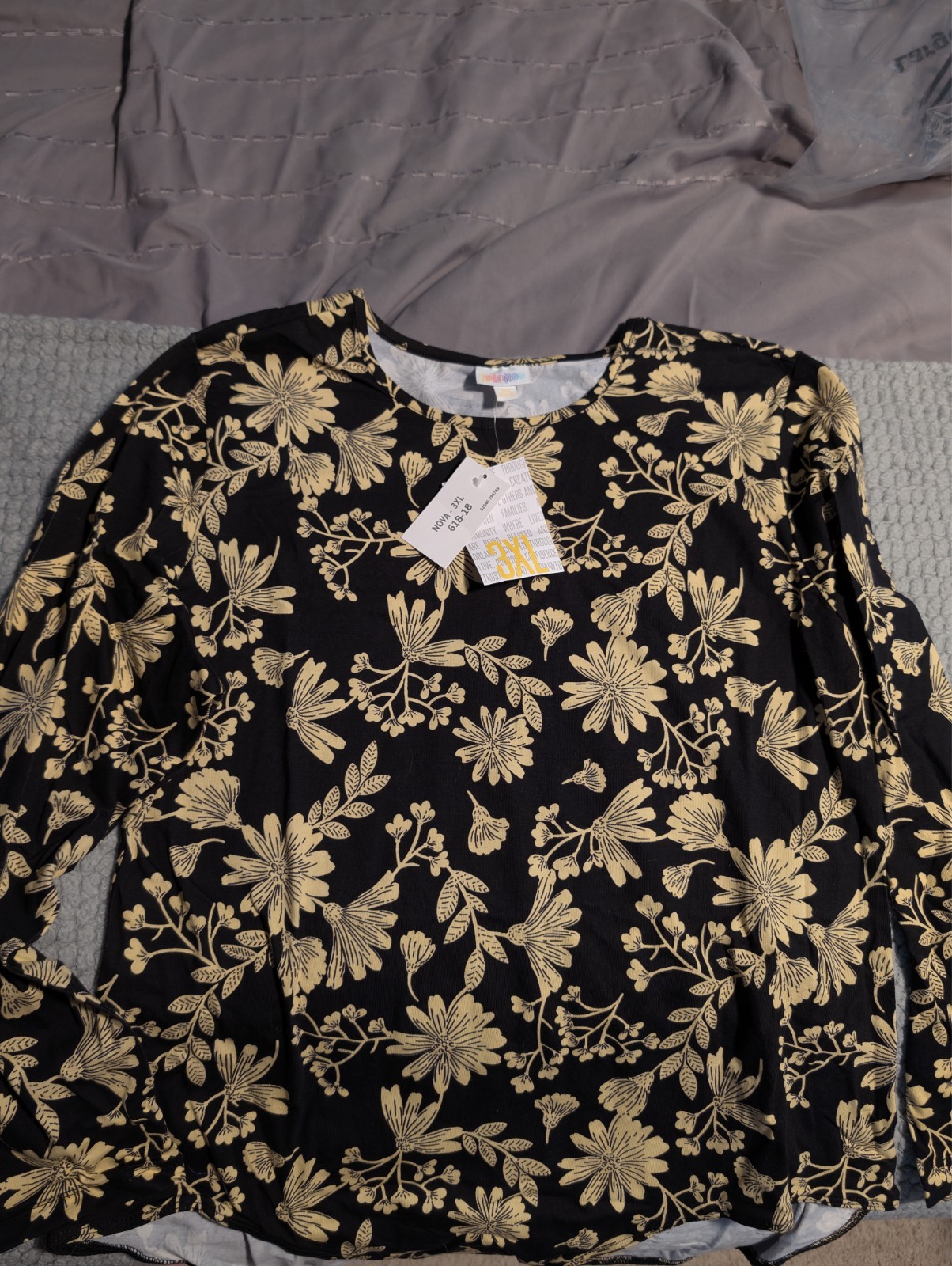 LulaRoe 3XL NWT Black and Cream longsleeve Nova Bodysuit