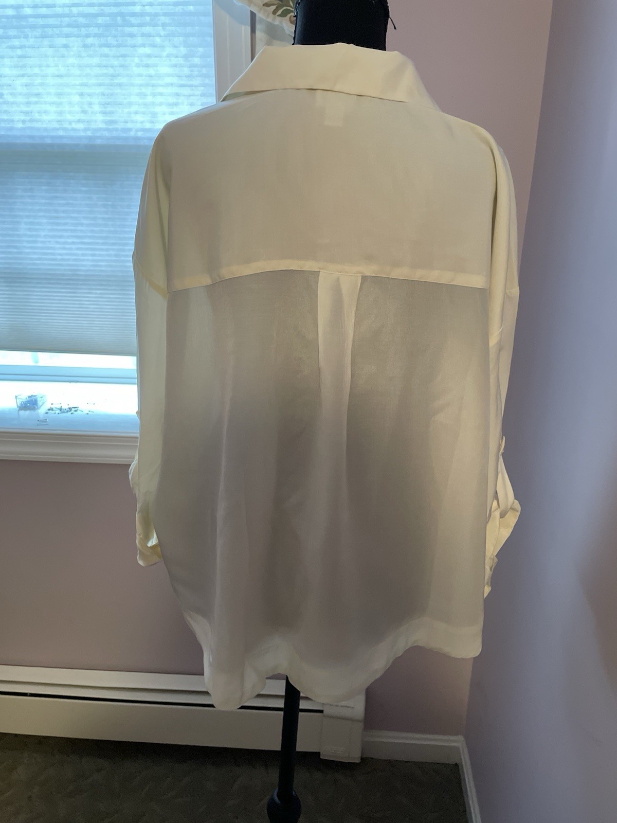 A New Day White Solid Collared Button-Down Button-Up Blouse Shirt XL