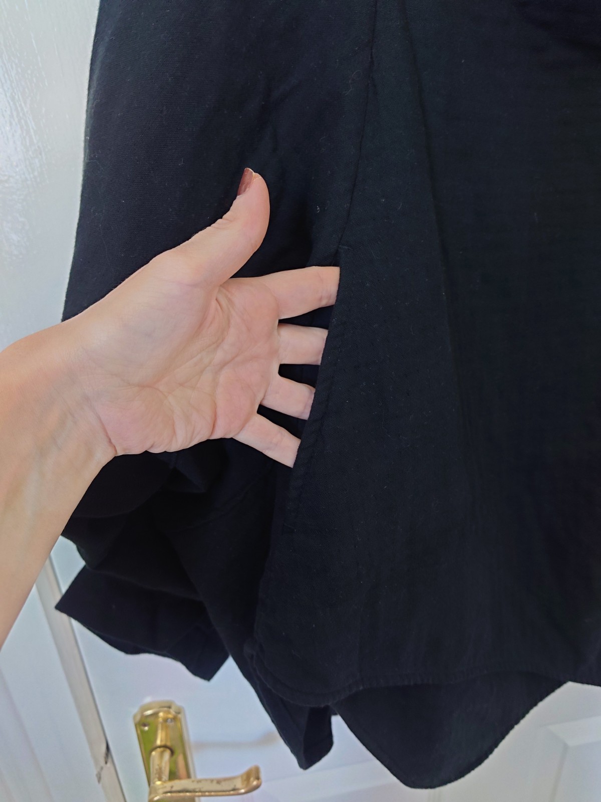 Kiraku Muku Top 100% Cotton Black Free Size Short Length Pockets Layers Japanese