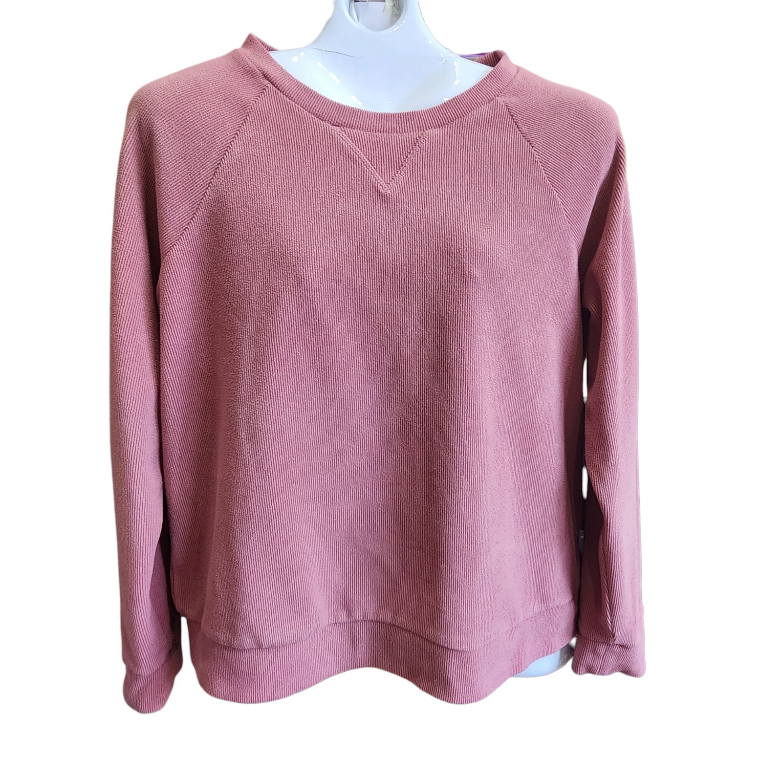 Marc New York-Knit Long Sleeve Top-Ribbed-Muted Dusty Pink-Stretchy-Relaxed M