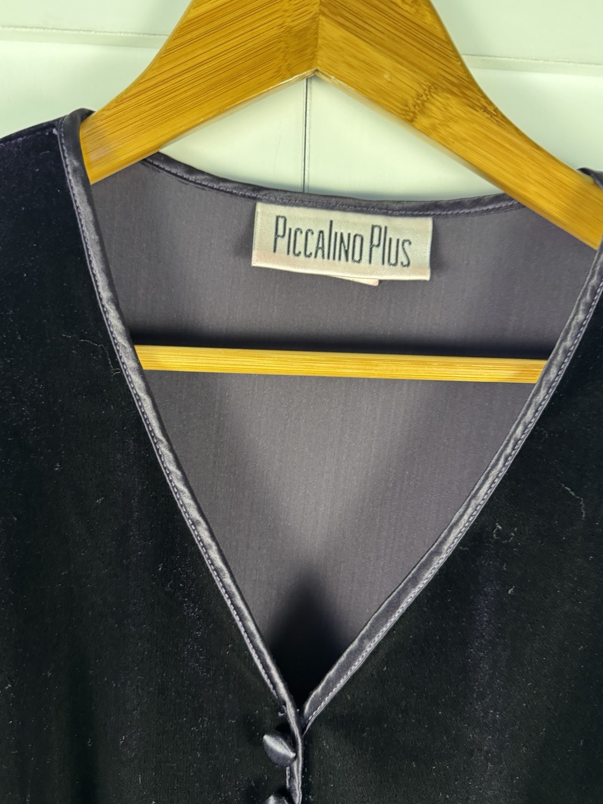 Piccalino Plus Womens Dark Plum Velvet Button Front Tunic Top Vintage Plus