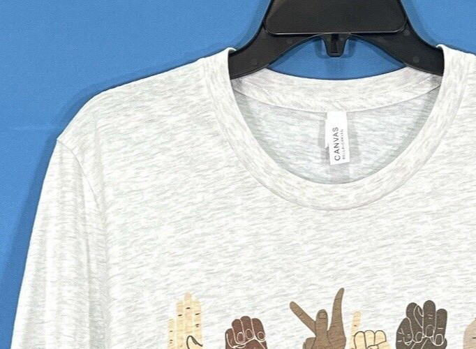 NWOT BE KIND Sign Language ASL Hands MELANIN DIVERSITY Gray GRAPHIC T-SHIRT XL