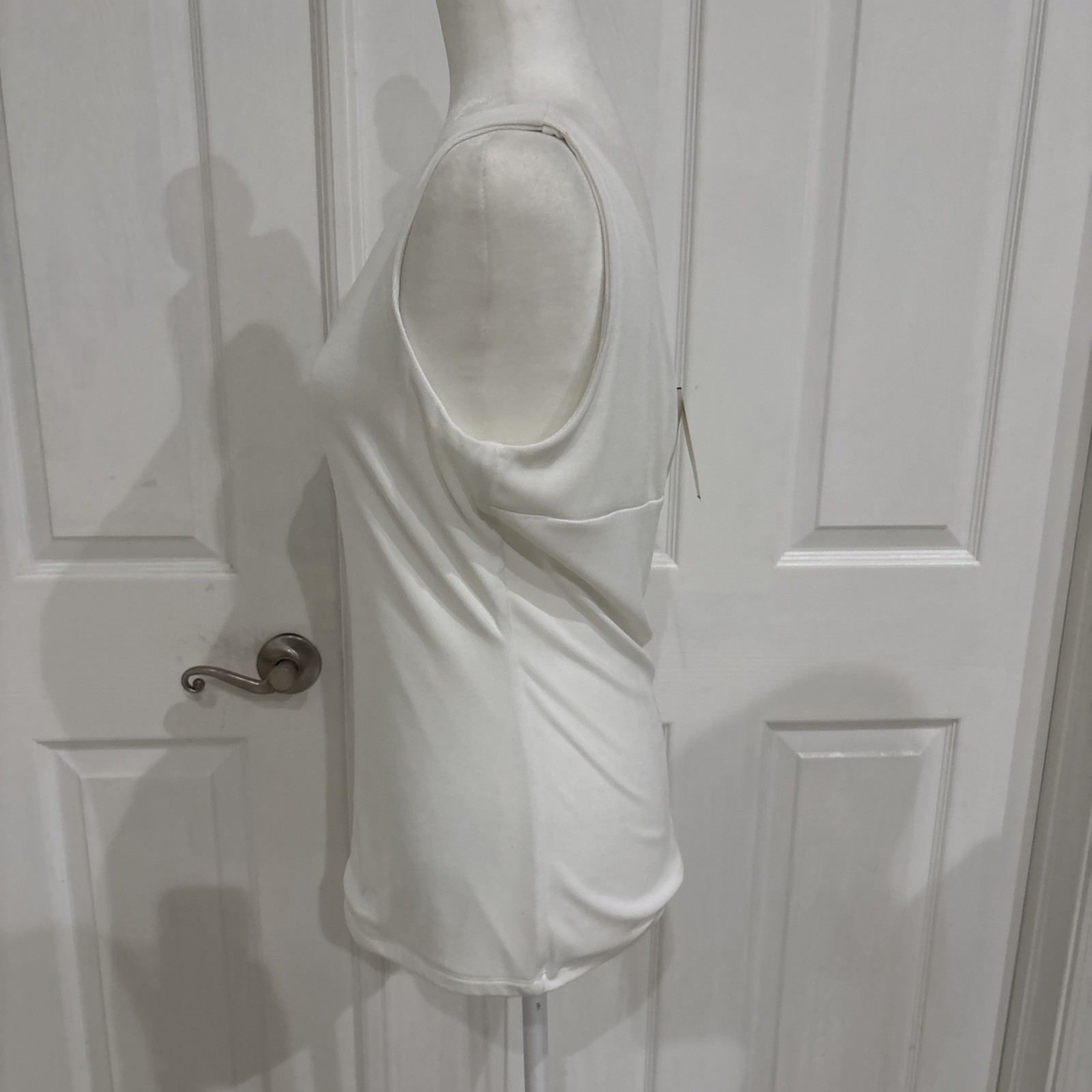 Cache White Tank Top Stretchy Nylon Spandex Size Xl