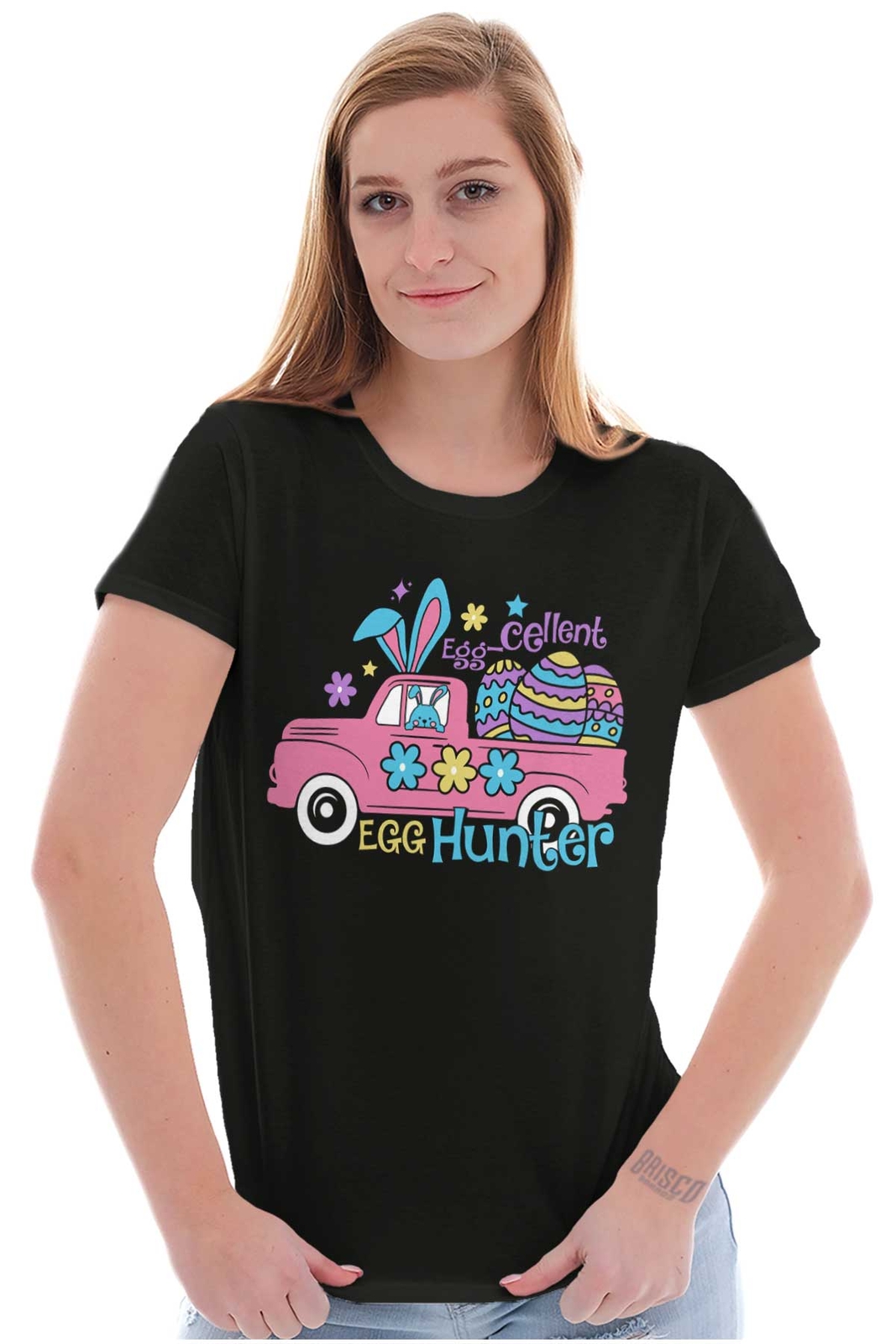 Eggcellent Egg Hunter Easter Bunny Truck Graphic T Shirts for Women T-Shirts