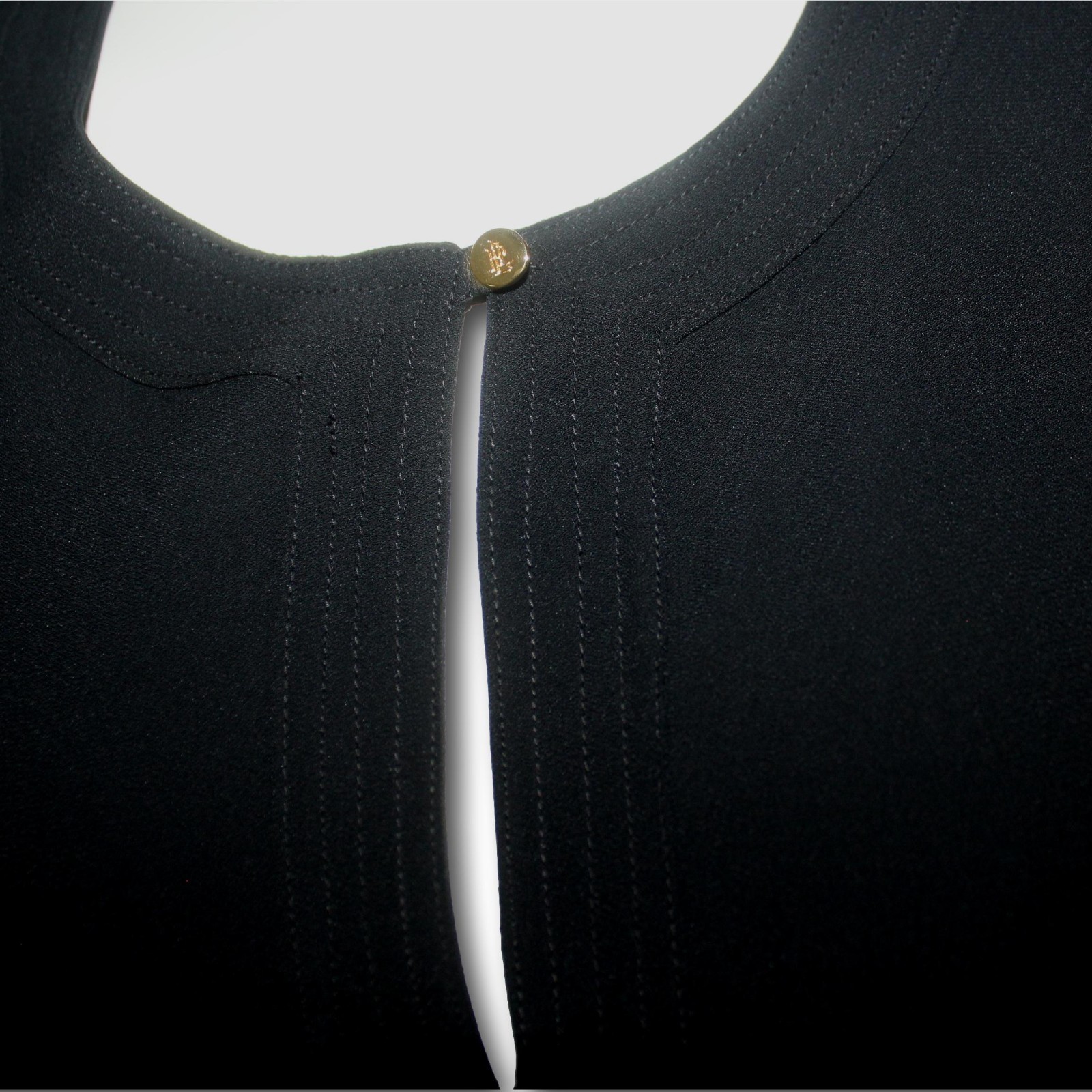 RALPH LAUREN (XXL/TTG) Womens Long Sleeve Tunic Key Hole Neck Black Black Label