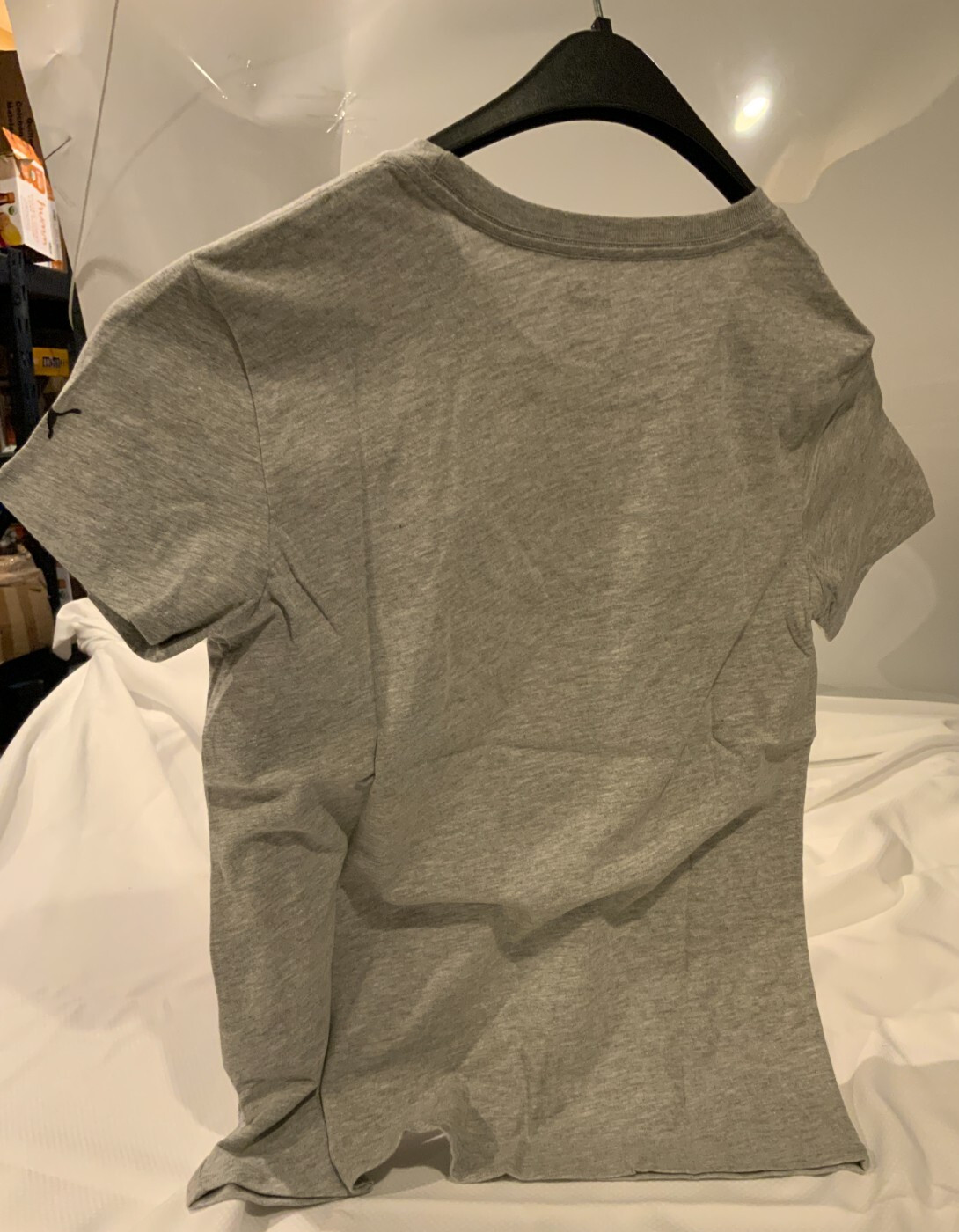 PUMA Women’s Essentials Logo Tee,style#58597303,size S, color Light Gray Heather