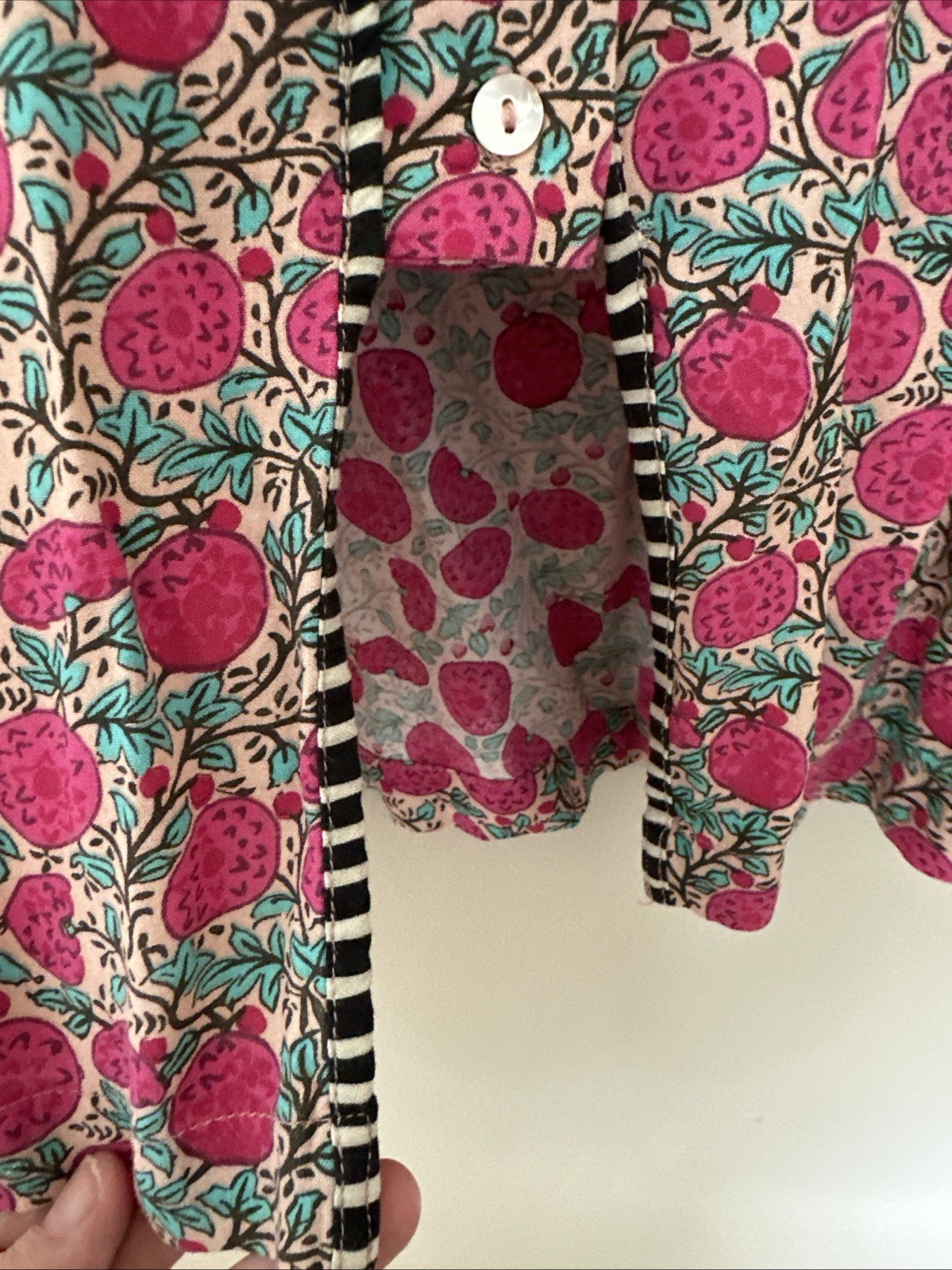 Natural Life Boho Long Sleeve Button Up Calypso Pink floral Top Medium M Loose