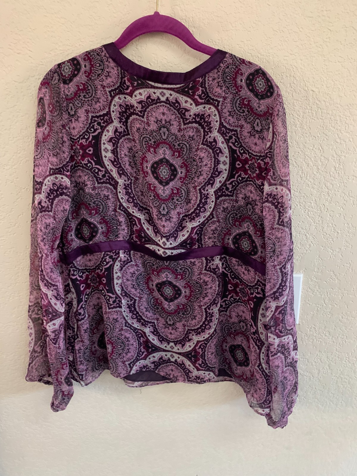 Charter Club Dark Plum Silk Lined Blouse Size 12
