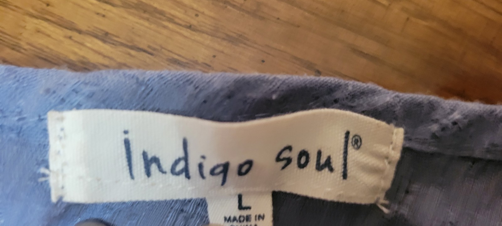 Indigo Soul Blue Embroidered V-Neck 3/4 Bell Sleeve Tunic Blouse L