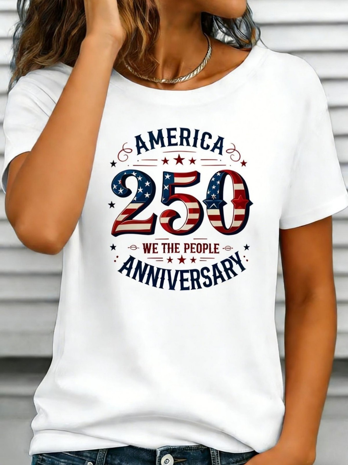 Women’s America 250th Anniversary Patriotic Graphic Crew Neck T-Shirt