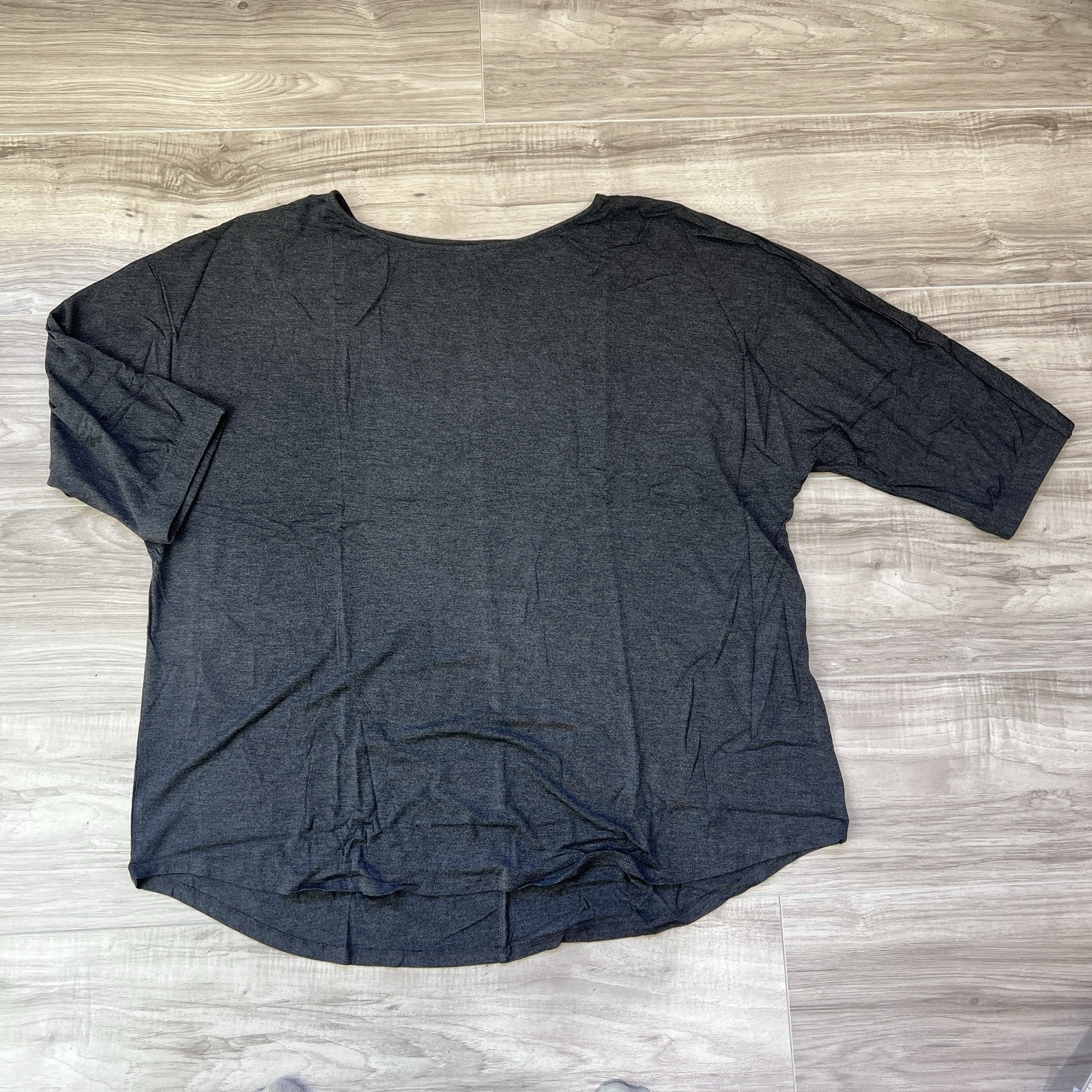 Daily Ritual Women’s Jersey Oversized Bunch-Sleeve Gray Top Size 2XL