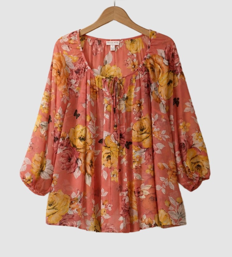 CHARTER CLUB Large (10-12) Beautiful Floral Blouse Top