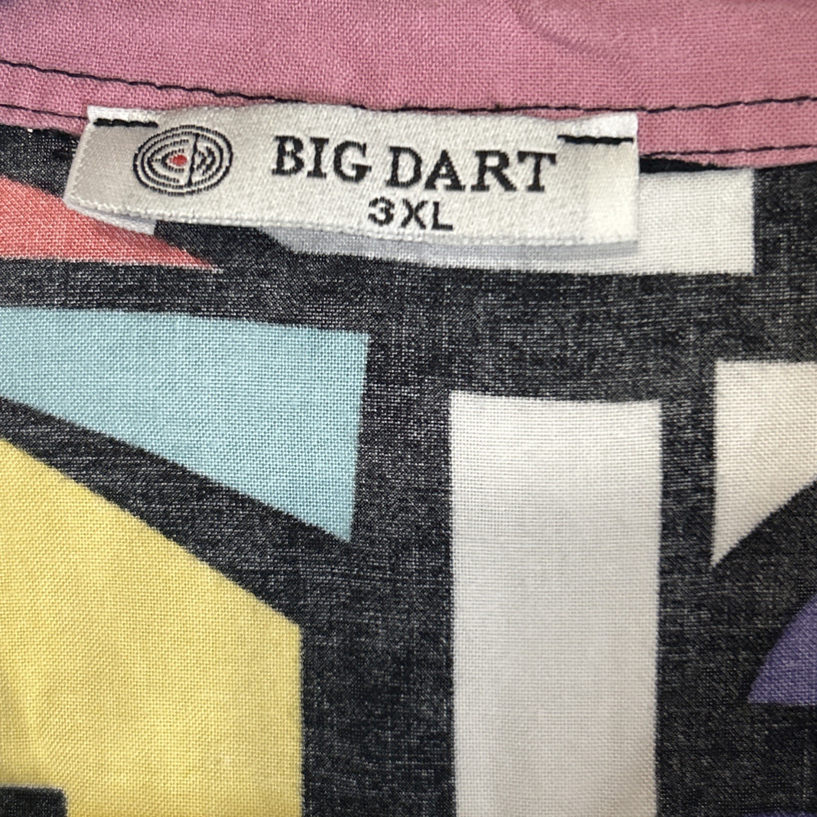 Big Dart Shirt Size 3XL Colorful Art Blouse 80s 90s Y2K Retro Button Up Abstract