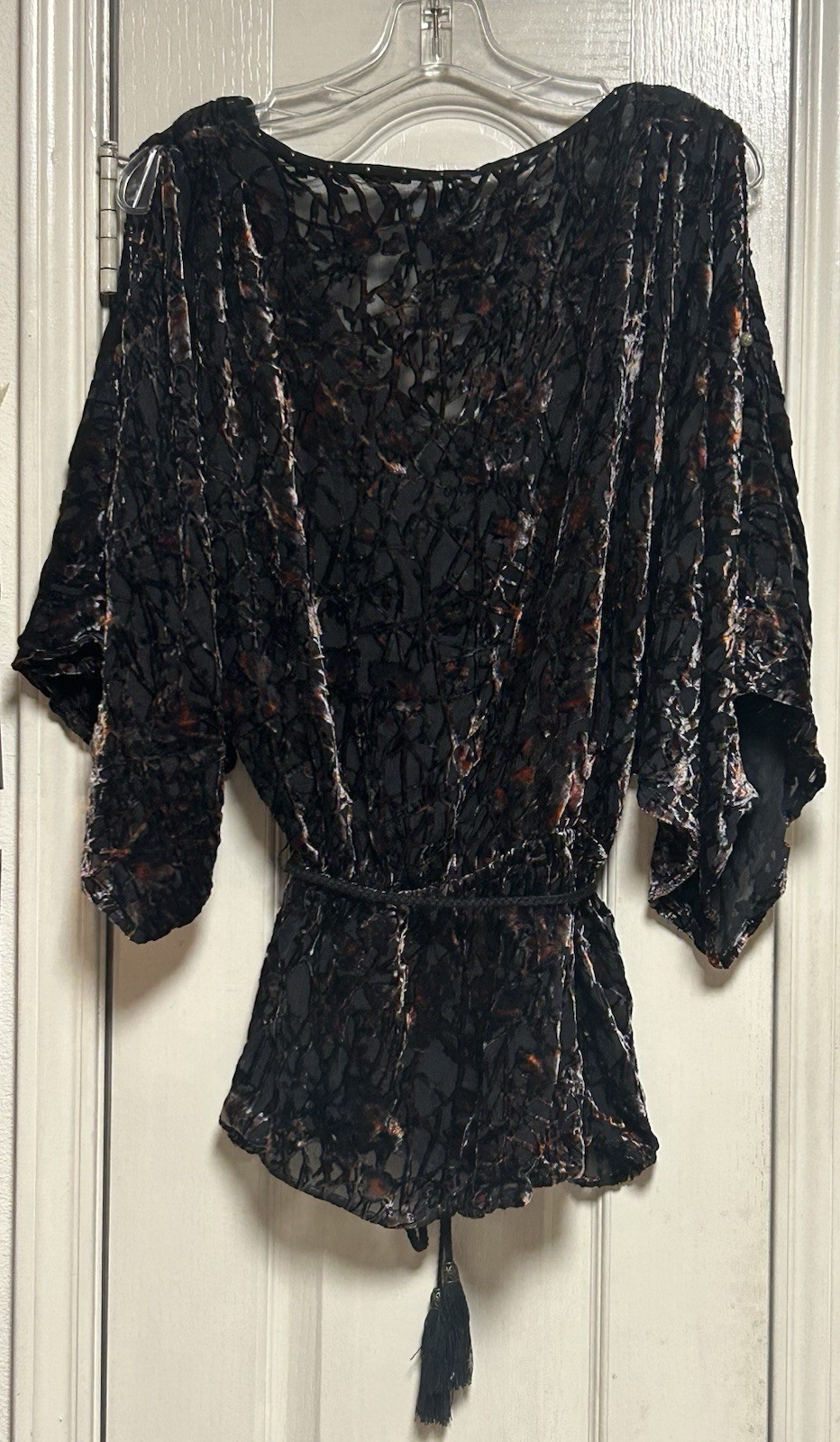 Sumptuous Burnout Velvet HARPER Art Deco Black Pewter Copper Shoulder Tunic