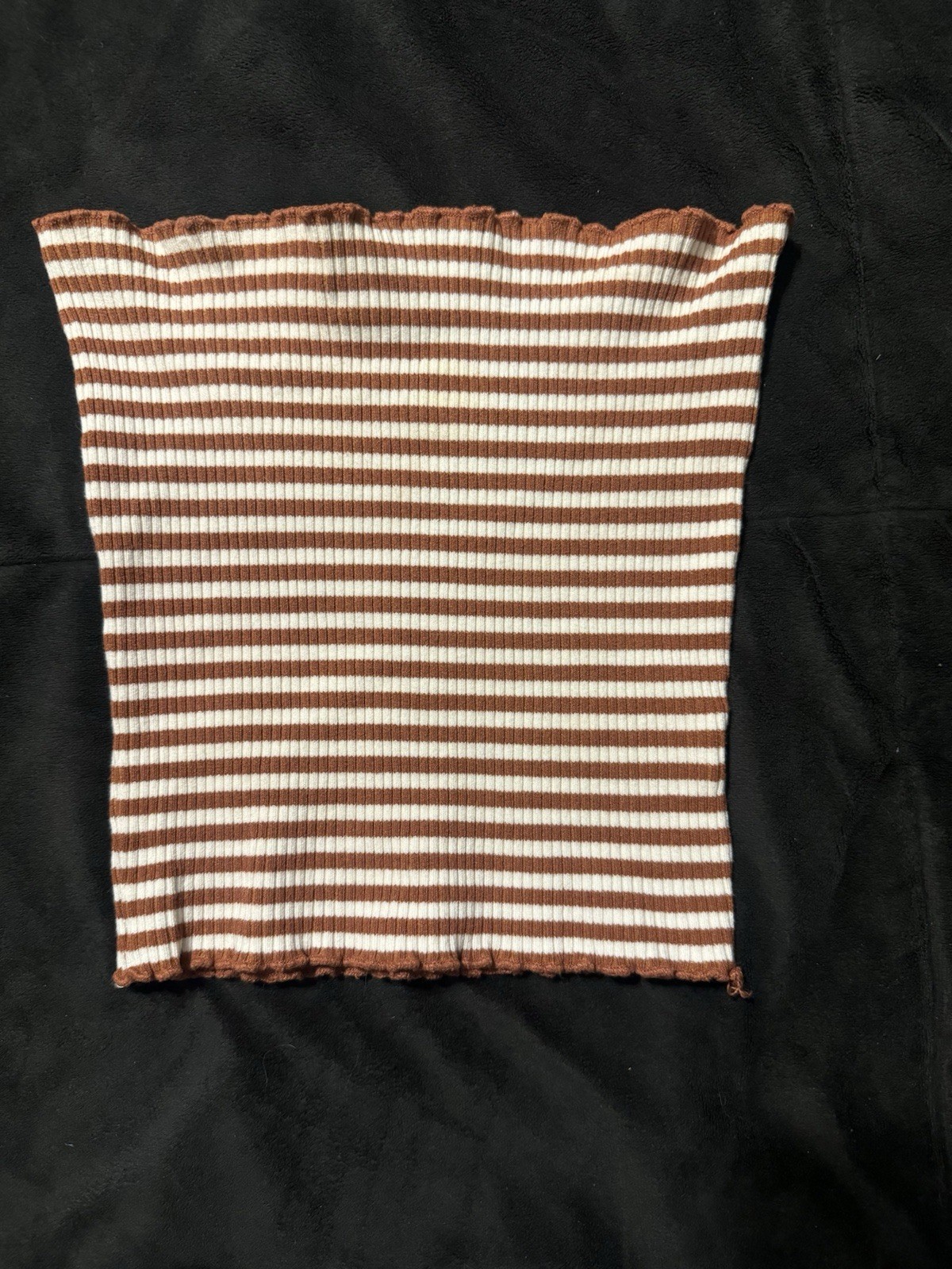 Love Tree Women’s Small Brown Cream Striped Strapless Tube Top Y2K Ribbed