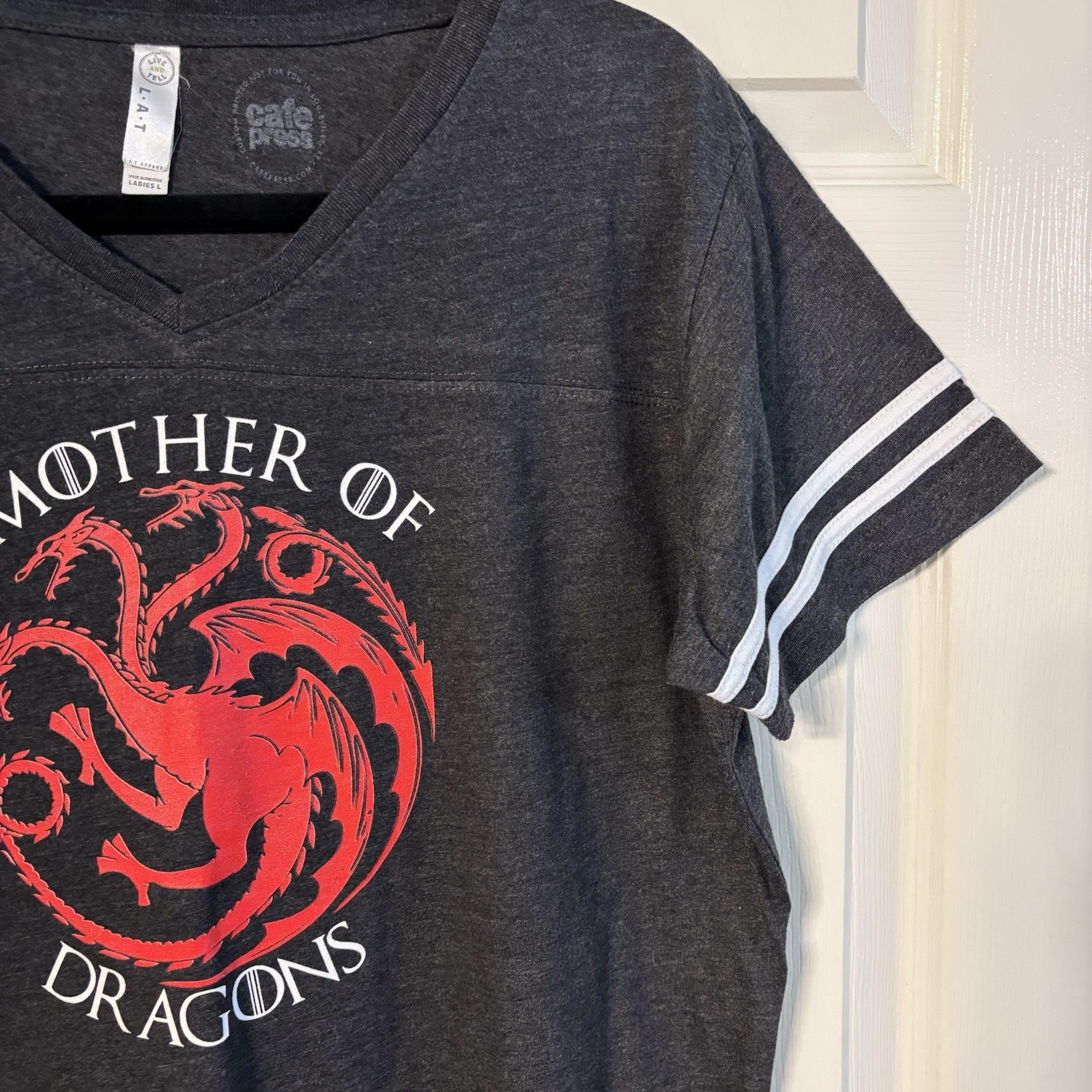 Mother of Dragons T-Shirt Womens Large Game of Thrones V Neck Graphic Tee