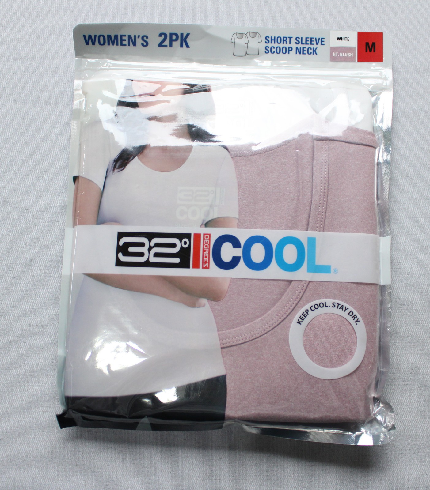 32 Degrees Women’s 2pk Comfort Scoop Neck Breathable T-Shirt AR8 Blush Medium