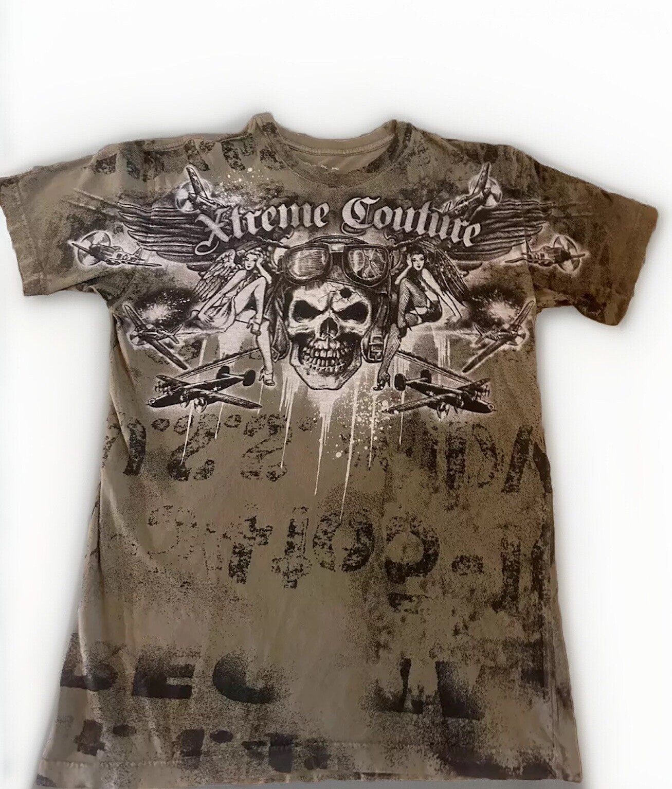 Xtreme Couture Randy The Natural Couture Womens Skull SS T-Shirt Green L