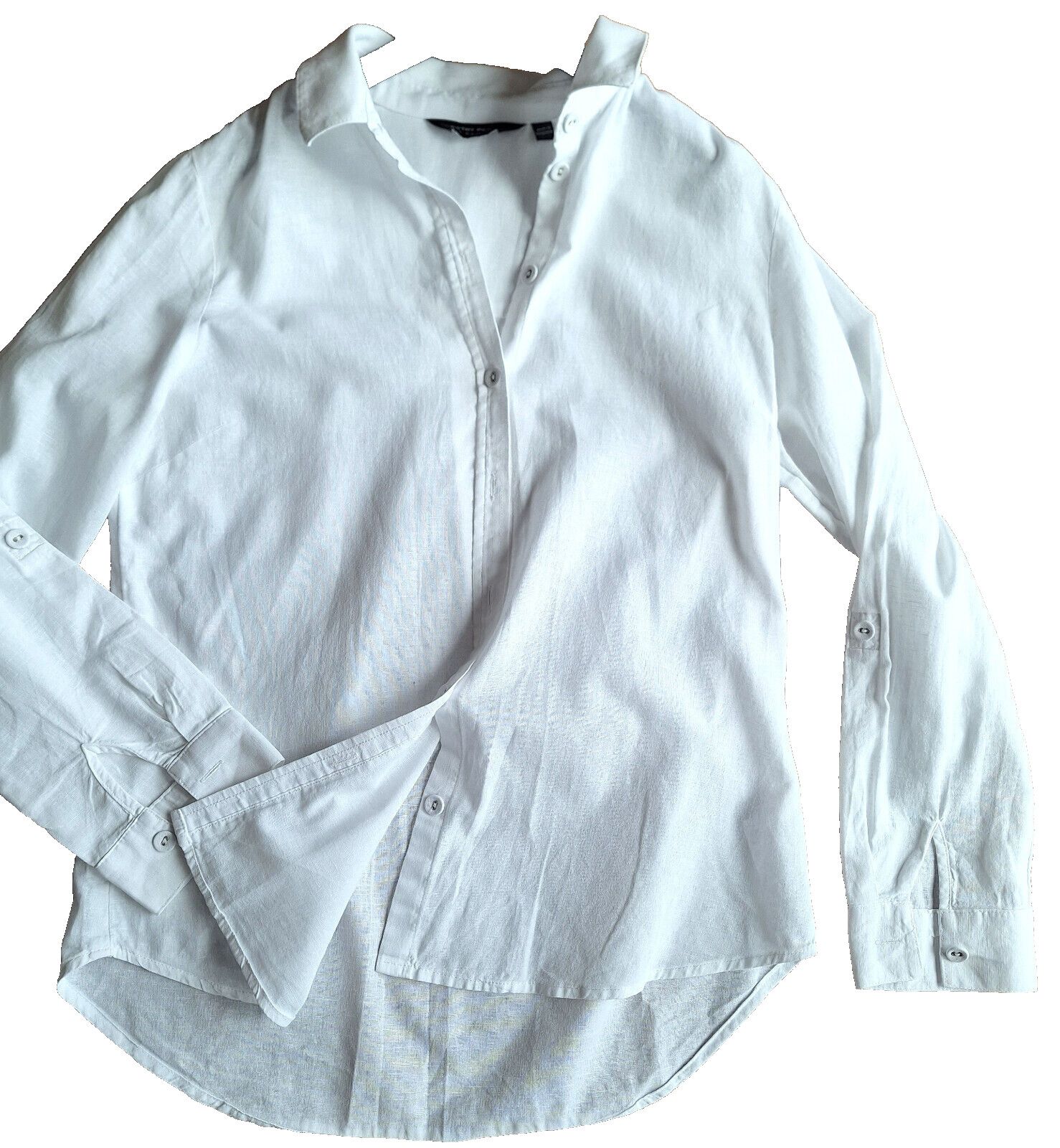 DOROTHY PERKINS white COTTON/linen SHIRT size 12/40(bust 108-110cm)
