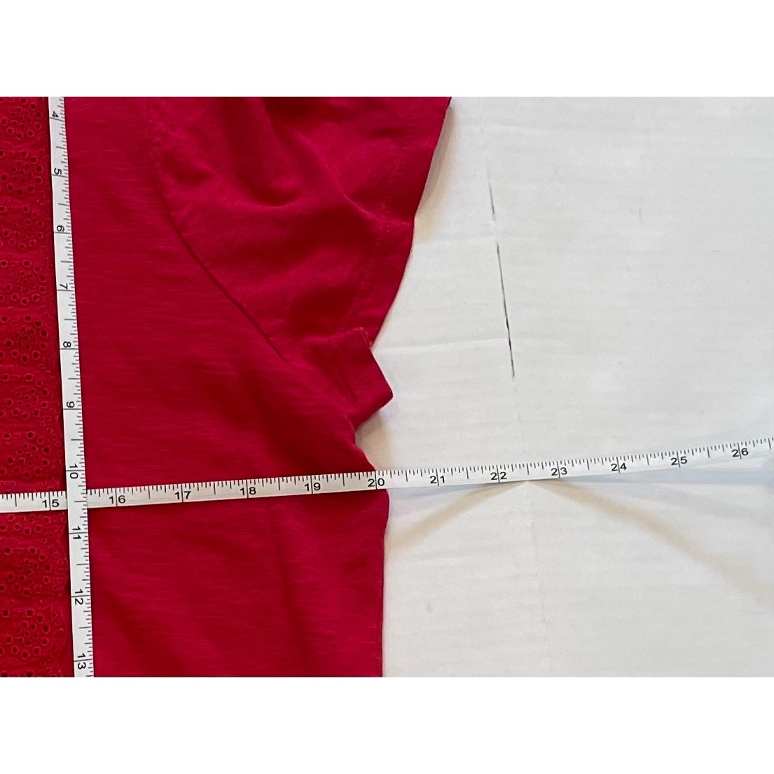 Talbots Red Short Sleeve T-Shirt, Eyelet Detail, Minimalist, Casual, Size LP