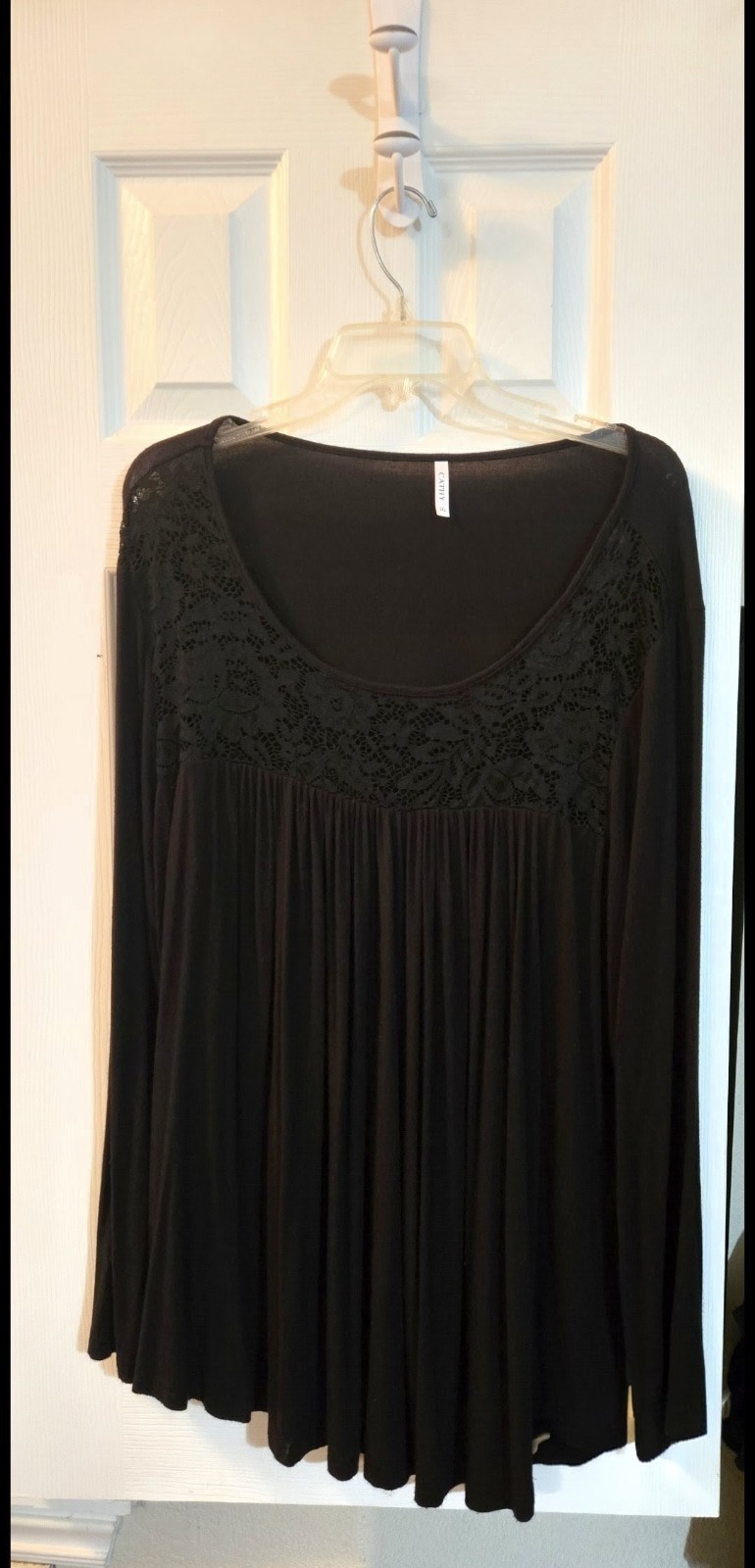 Cathy Black Long Sleeve Babydoll Top Size 3XL – Women’s Plus Size Comfort Swing