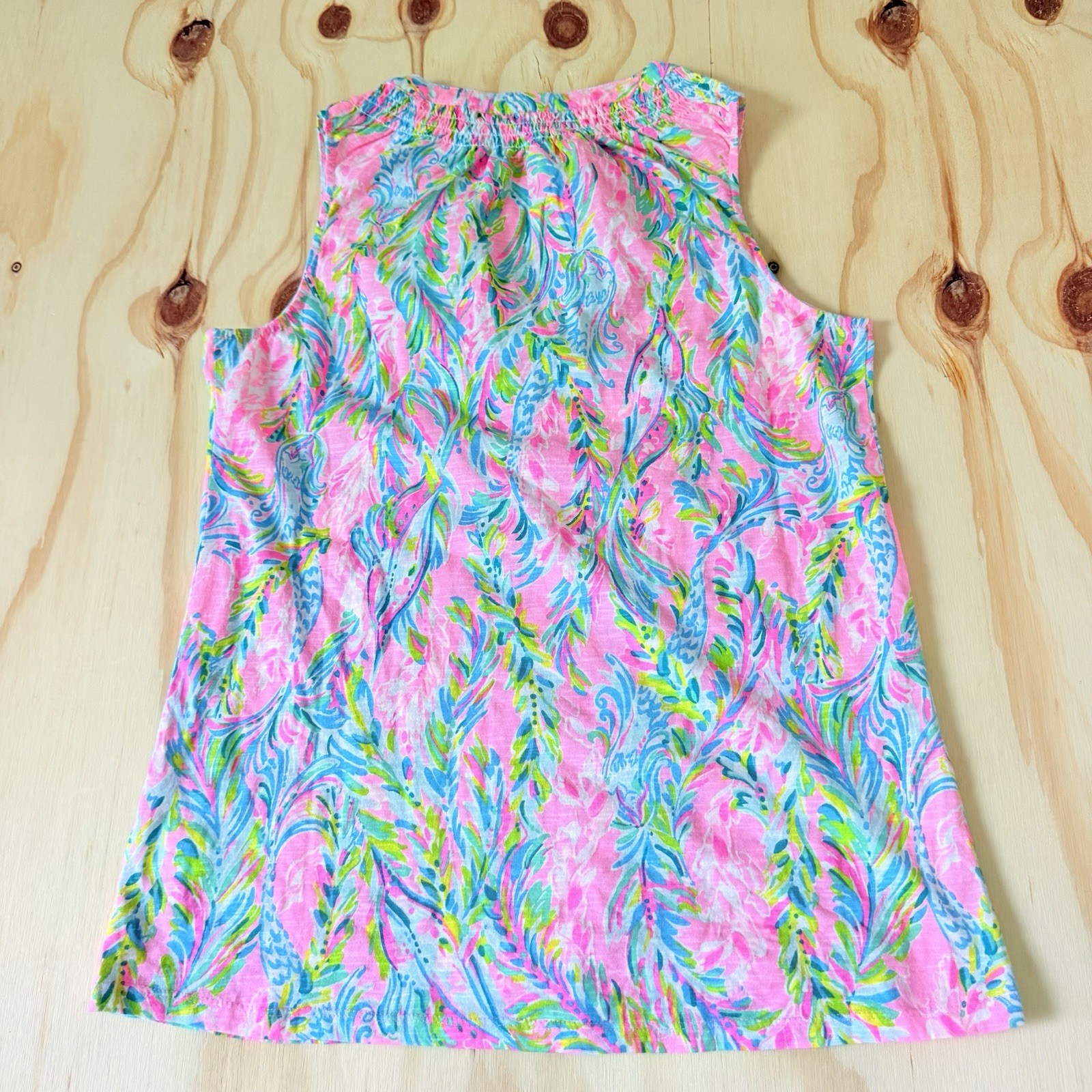 Lilly Pulitzer Size S Essie Unicorn of the Sea Pink Green Tank Top Sleeveless