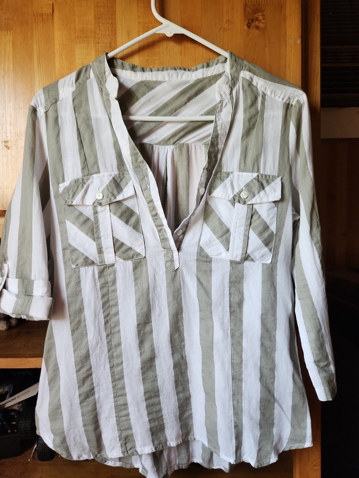 Eden And Olivia Woman’s Cotton Quarter Sleeve Stripped Tunic, Sz S.