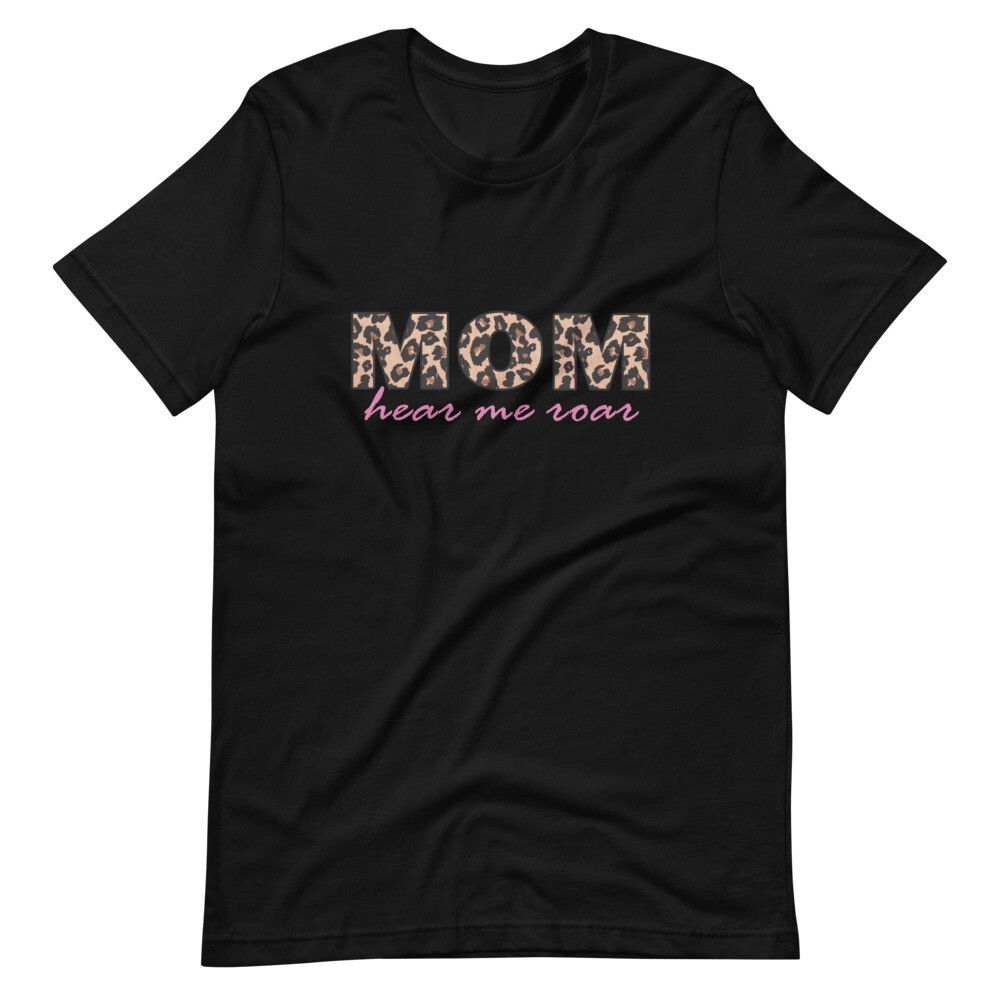 Mom Leopard Print Hear Roar Short-Sleeve T-Shirt Gift XS,S,M,L,XL,2X,3X,4X,5X