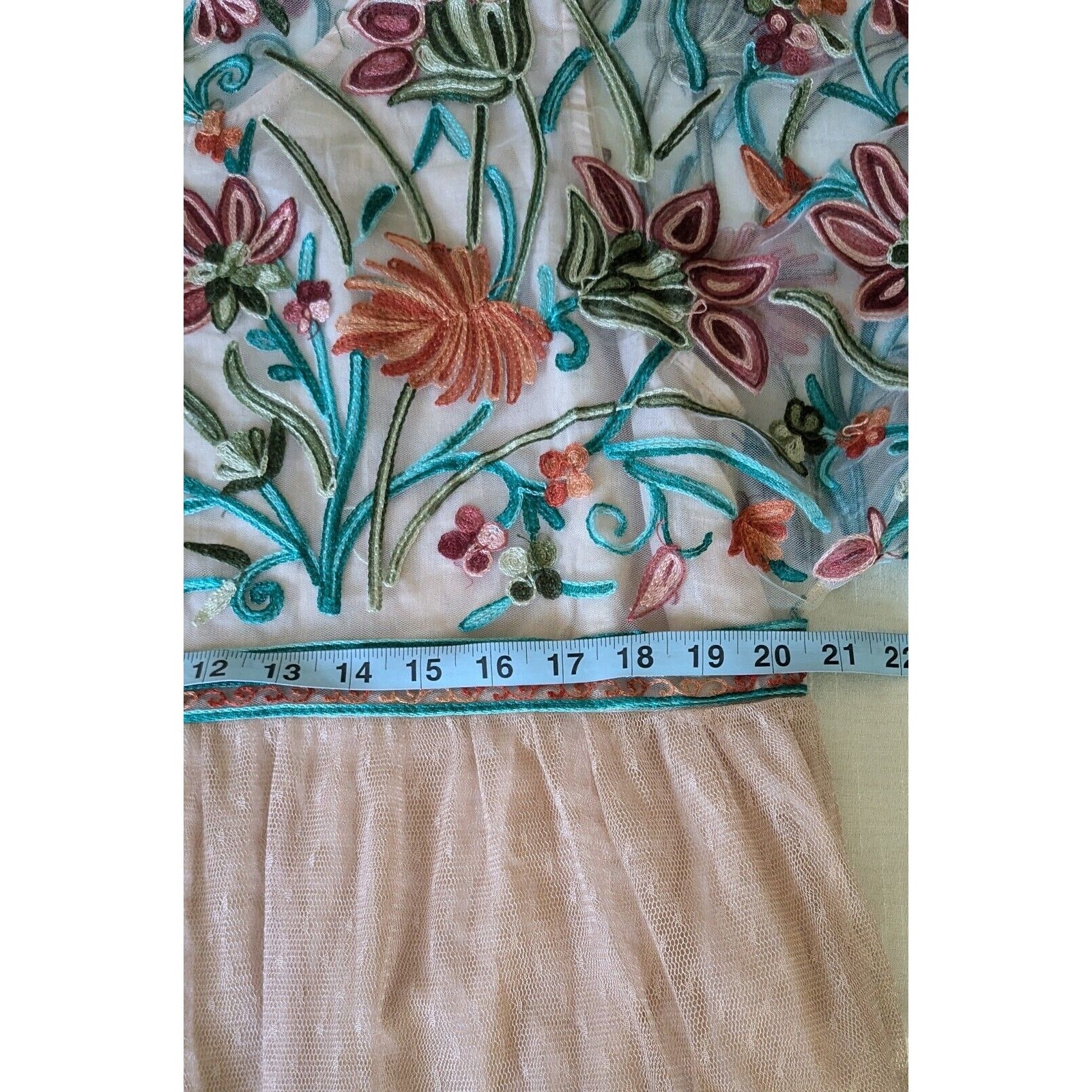 Tassels N Lace Size 1X Top Embroidered Floral Ruffle Chiffon Lace