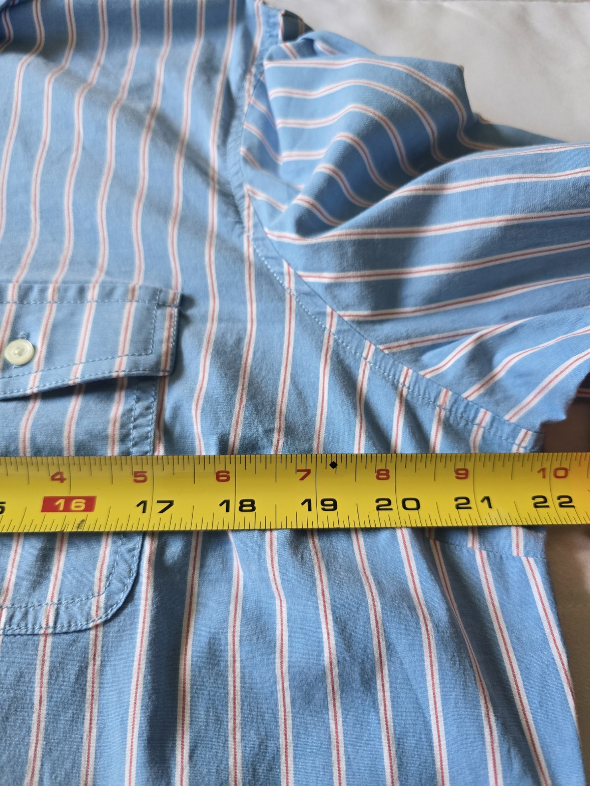 LL Bean Button Down Womens XL Blue/Red Stripe Roll Tab Top Career Casual Preppy