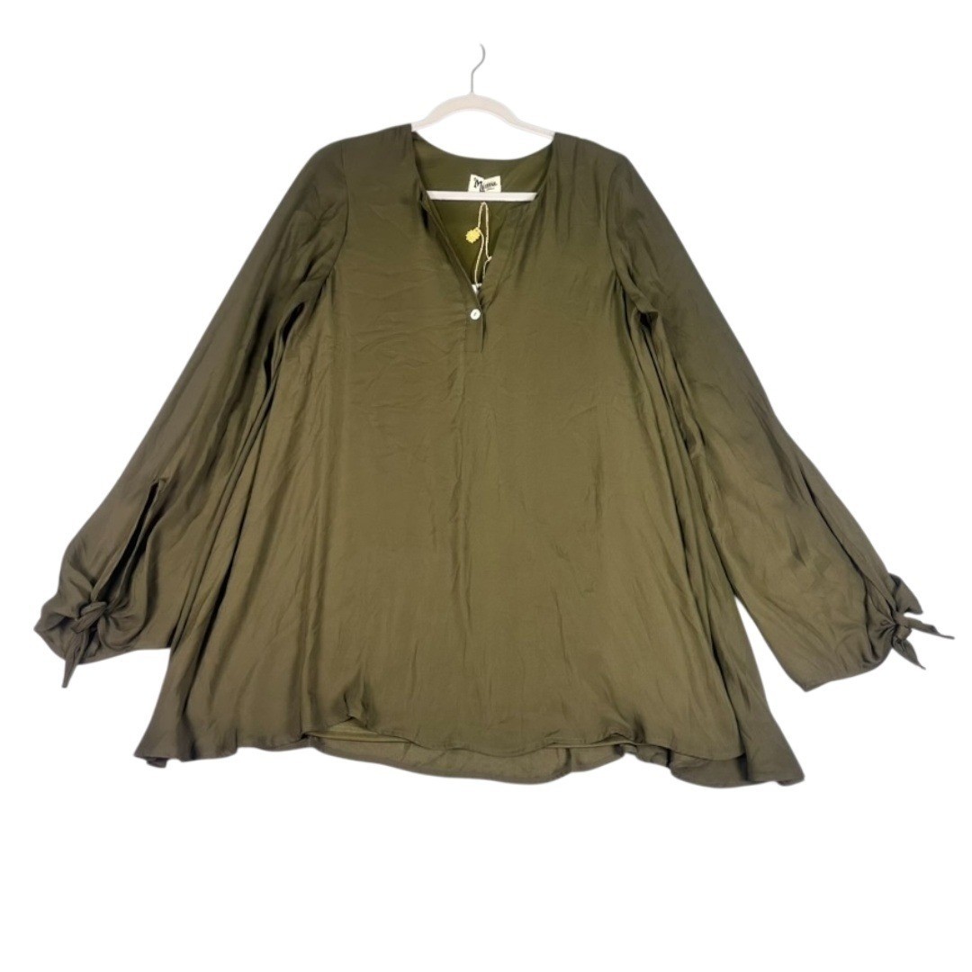 Show Me Your Mumu Johanna Tunic in Olive Silky Satin – Size Small – NWT