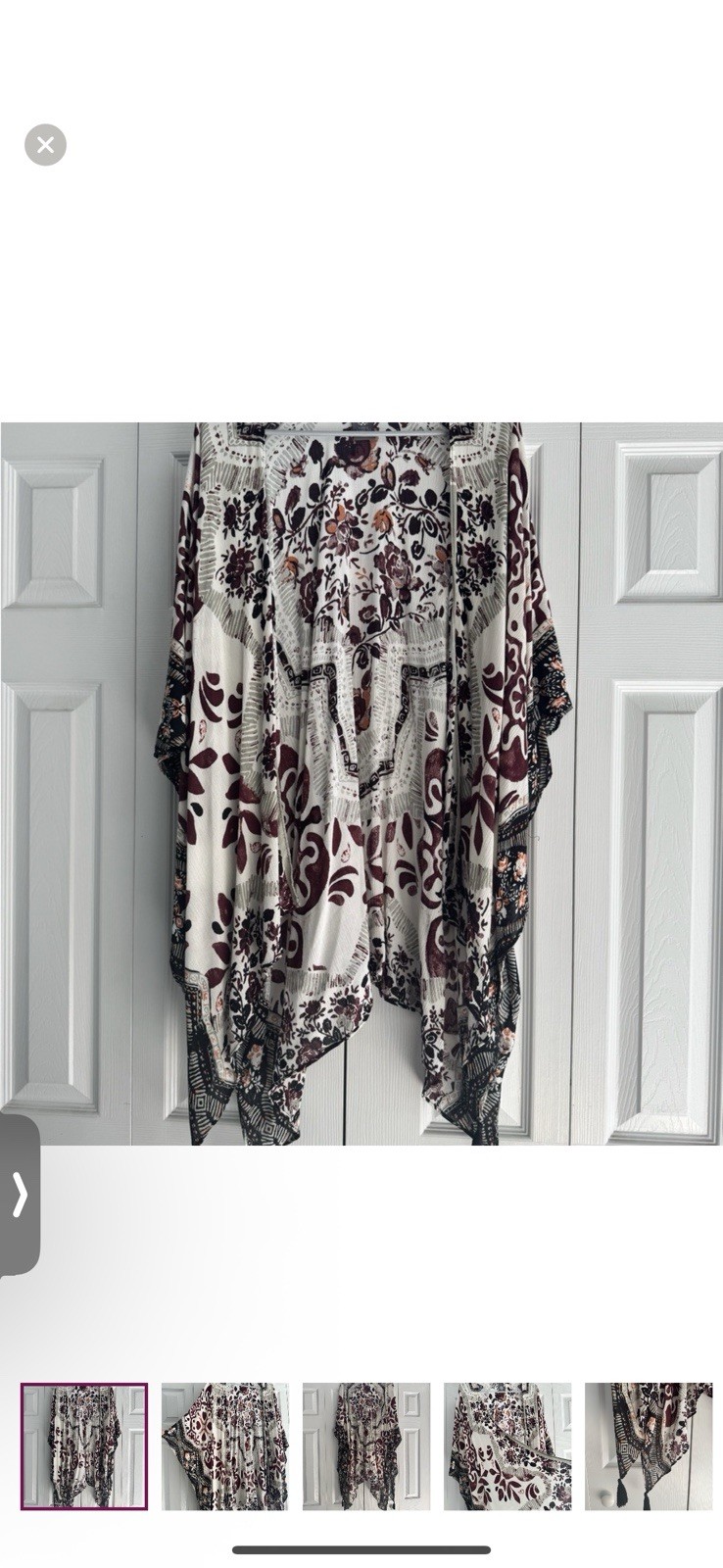 Vince Camuto Women’s Burgundy Orange Black Floral Kimono Top